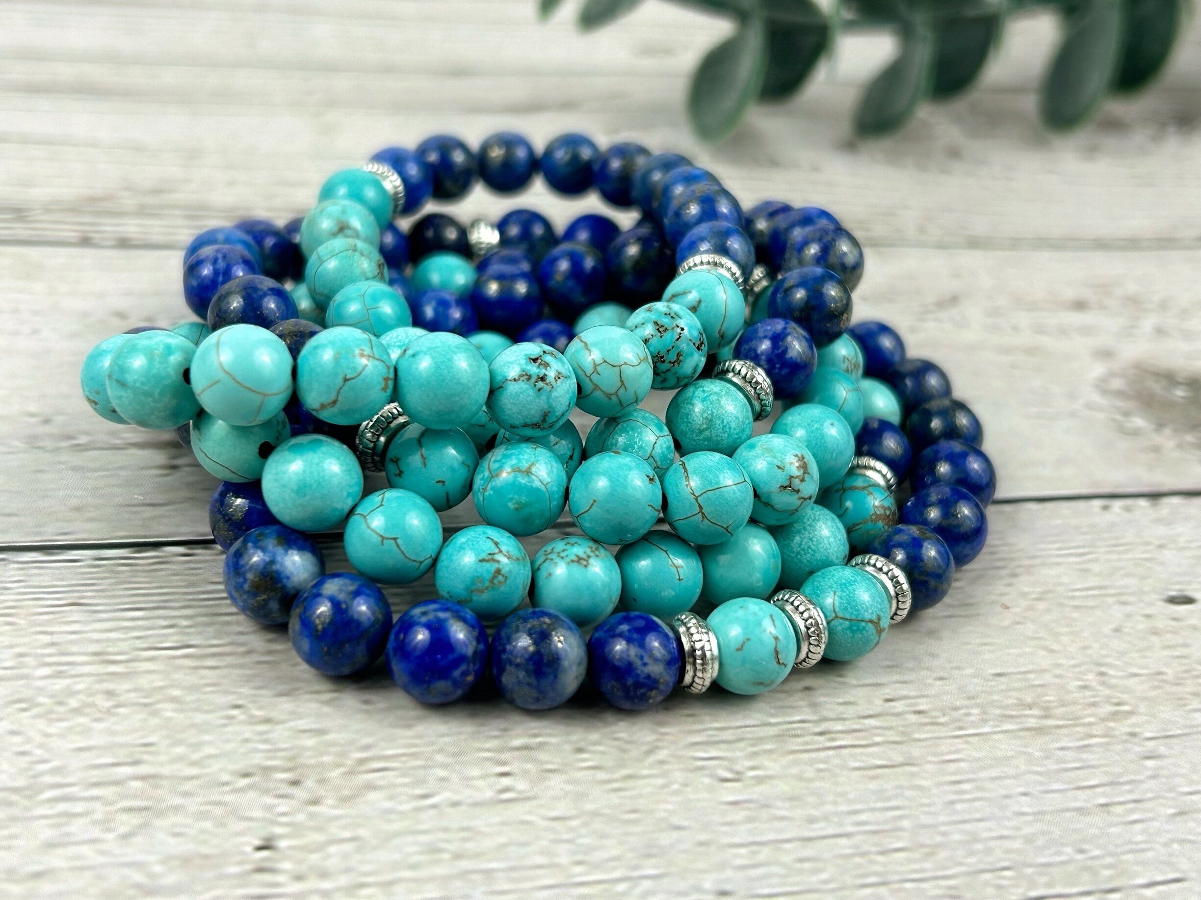 108 Mala Beads Necklace, Lapis Lazuli Japa Mala Necklace, Prayer Beads Necklace, 108 Mala Beads Bracelet, Turquoise Mala Meditation Necklace