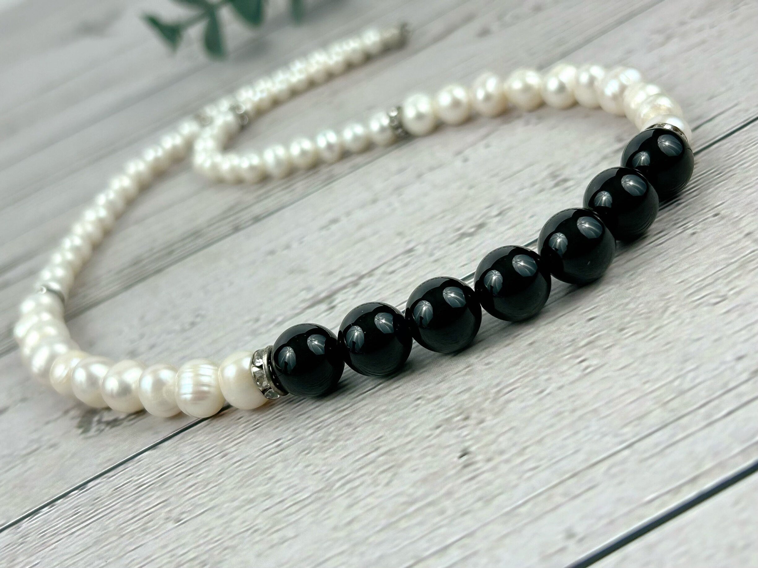 Black Onyx Necklace, Freshwater Pearl Necklace, Choker Necklace, Classic Necklace, Handmade Jewelry, Women Necklace, Gift For Her