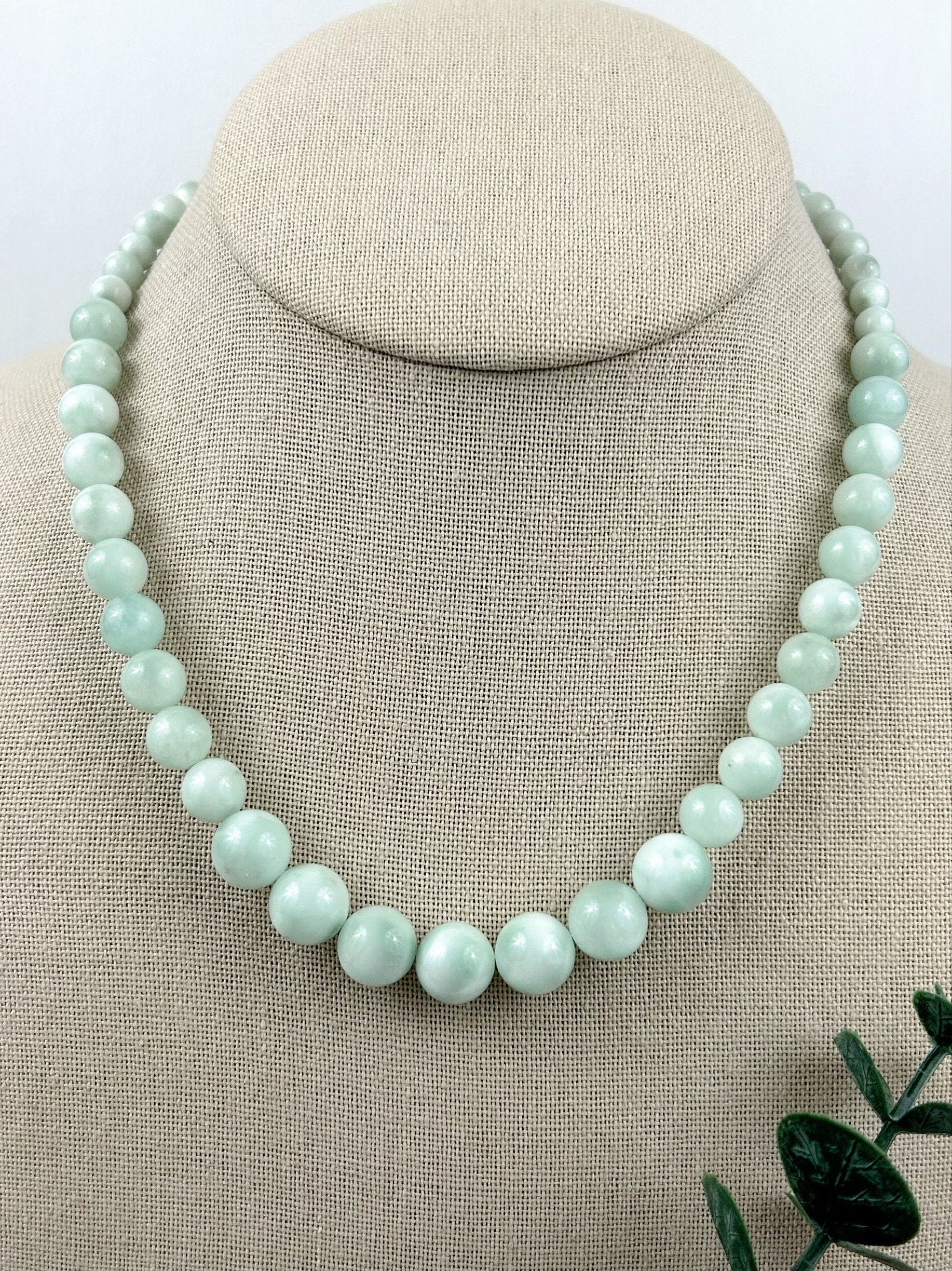 Angelite Necklace, Beaded Necklace, Natural Stone Necklace, Green Angelite, Elegant Necklace, Handmade Jewelry, Gemstone Necklace