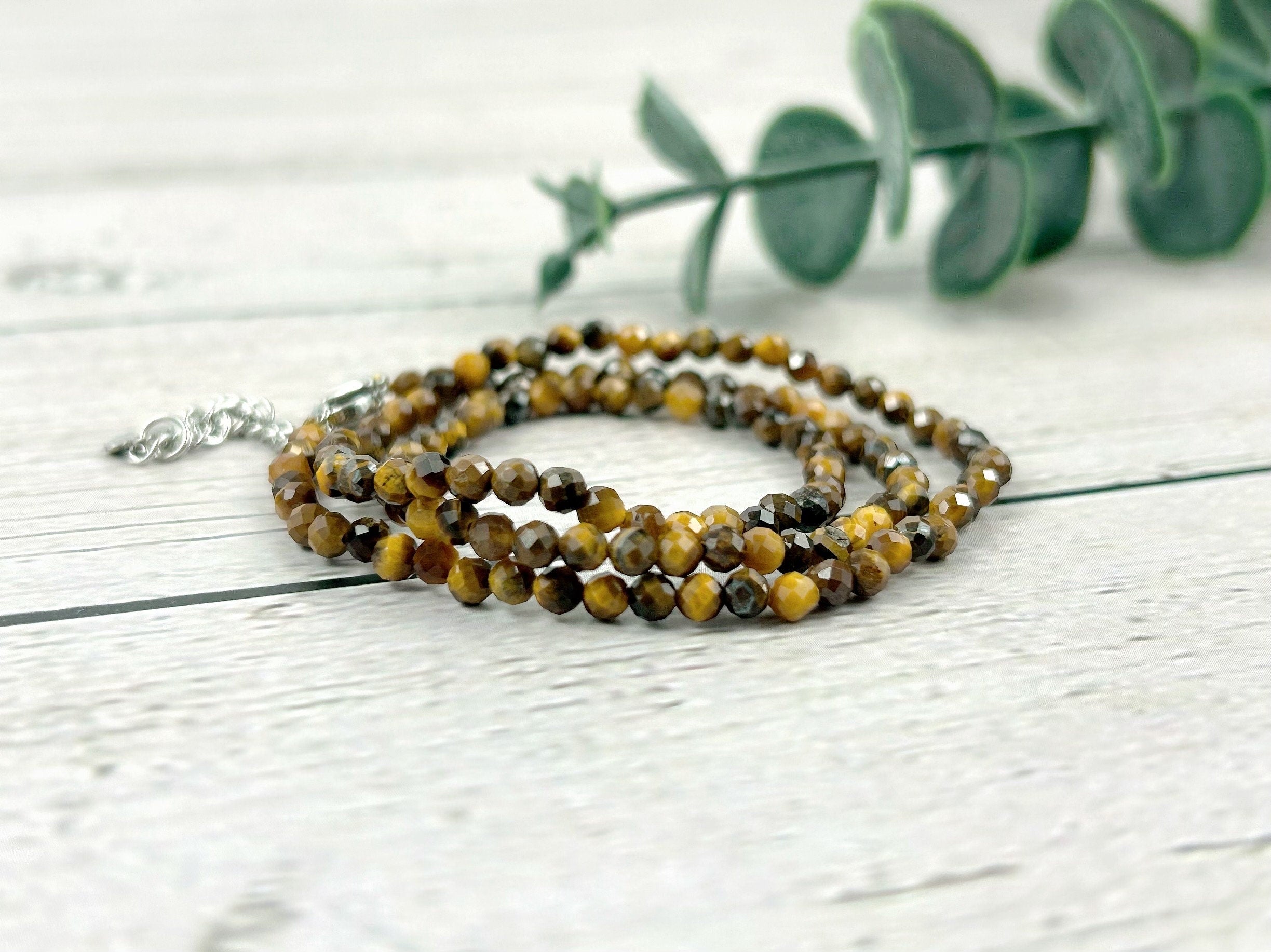 Tiger Eye Necklace, Beaded Choker, Brown Choker Necklace, Boho Necklace, Layered Necklace, Feminine Jewelry, Spiritual Jewelry