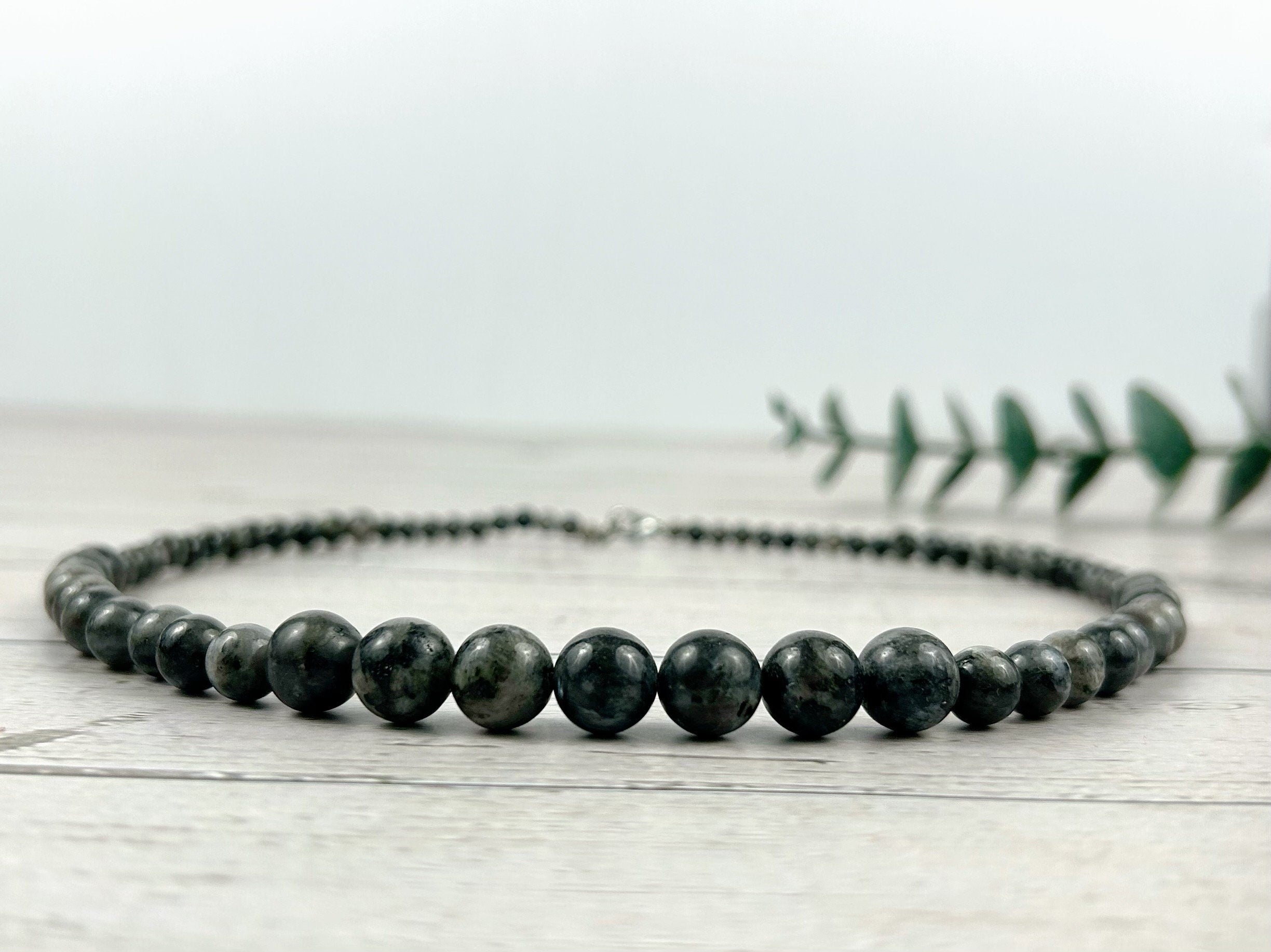 Black Labradorite Necklace, Chakra Balancing Necklace, Healing Gemstones Necklace, Crystal Necklace, Beaded Necklace, Protection Necklace