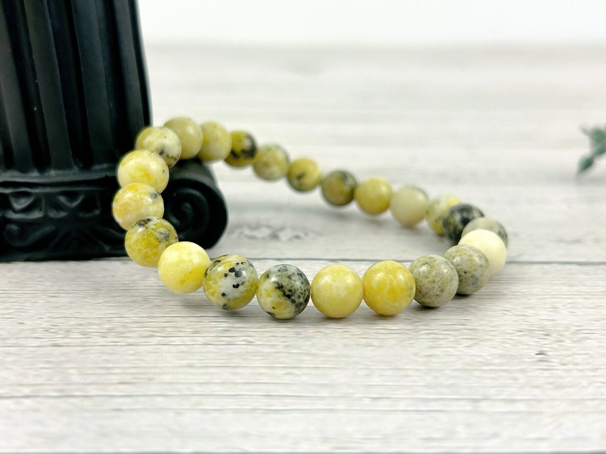 Yellow Turquoise Bracelet, Beaded Bracelet, Energy Bracelet, Gemstone Jewelry, Yoga Gemstones, Handmade Jewelry, Gift for Him, Gift for Her