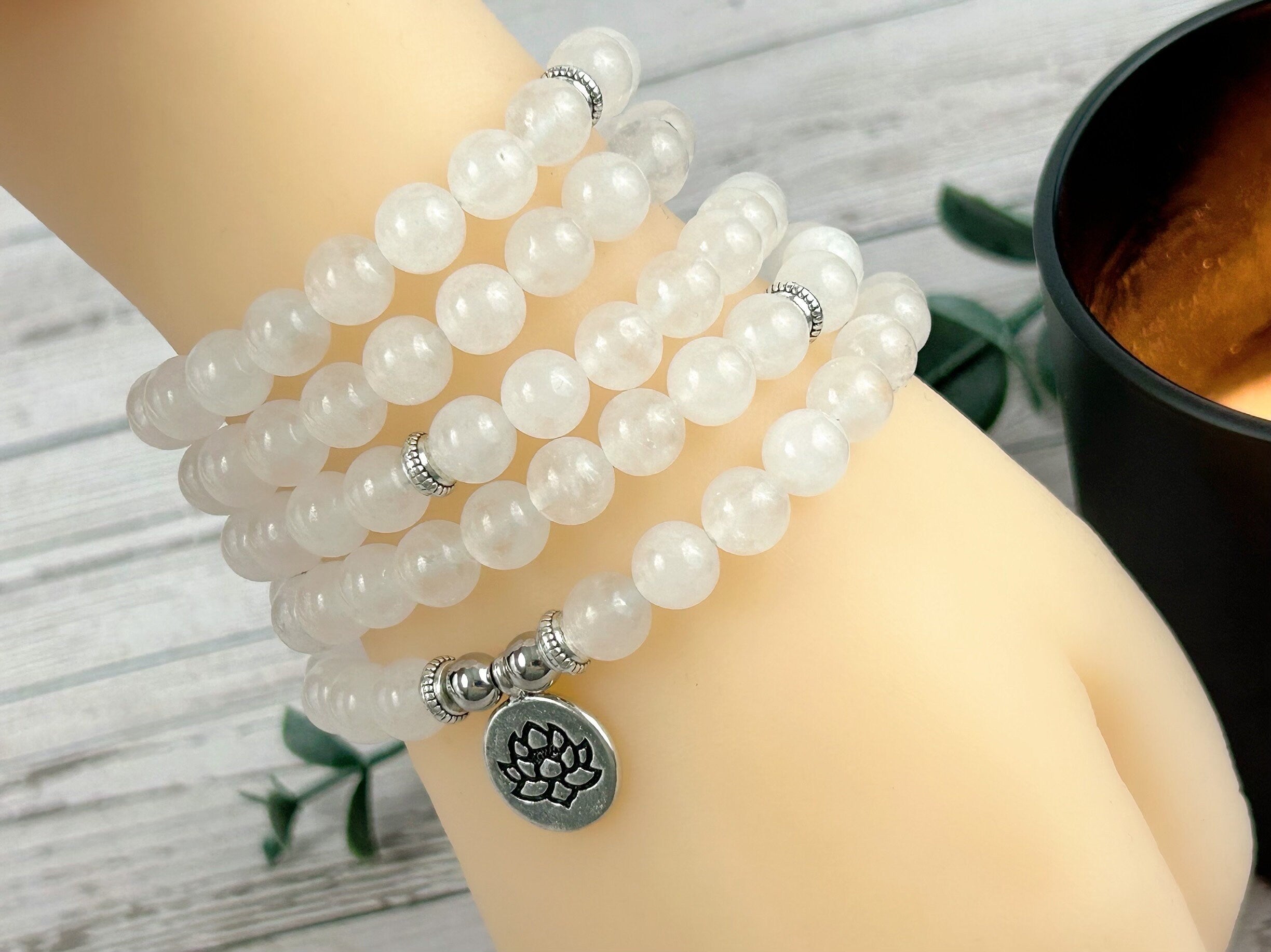 108 Mala Necklace, Moonstone Necklace, Prayer Beads, 108 Mala Beads Bracelet, Meditation Necklace, Japa Mala Necklace, Handmade Jewelry