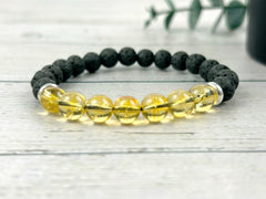 Diffuser Bracelet, Essential Oil Bracelet, Aromatherapy Bracelet, Citrine Bracelet, Handmade Jewelry, Black Lava Rock, Gift For Her