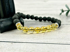 Diffuser Bracelet, Essential Oil Bracelet, Aromatherapy Bracelet, Citrine Bracelet, Handmade Jewelry, Black Lava Rock, Gift For Her