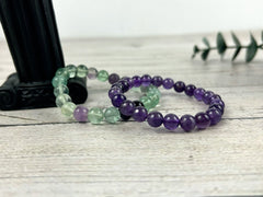 Amethyst Bracelet, Set of 2 Energy Bracelets, Fluorite Gemstone Bracelet, Protection Bracelet, Positivity Bracelet, Gemstone Bracelet