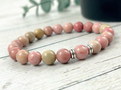 Anxiety Bracelet, Rhodochrosite Bracelet, Love Attraction Bracelet, Healing Bracelet, Gemstone Bracelet, Bracelet for Women, Pink Beaded