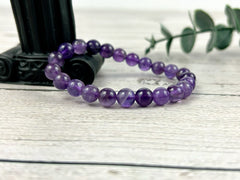 Amethyst Bracelet, Natural Stone Bracelet, Purple Beaded Bracelet, Gemstone Bracelet, Bracelet for Women, Gift for Her,Personalized Bracelet