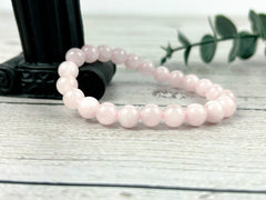 Rose Quartz Bracelet, Natural Stone Bracelet, Pink Beaded Bracelet, Love Attraction Bracelet, Gemstone Bracelet, Bracelet for Women