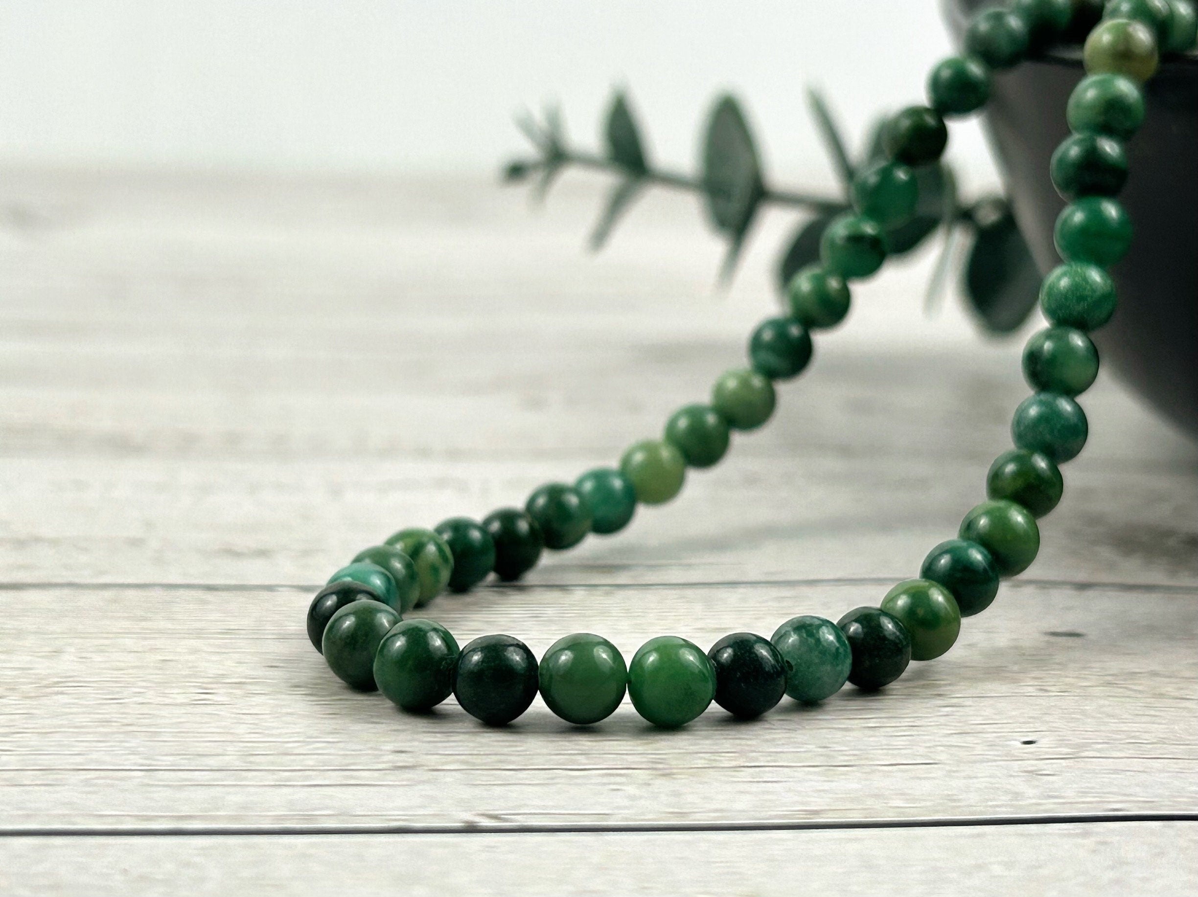 Jade Necklace, Choker Necklace, Green Beaded Necklace, Canada Jade Necklace, Gemstone Necklace, Abundance Necklace, Good Luck Gift for Her