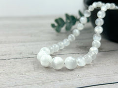 Selenite Necklace, White Beaded Necklace, Reiki Necklace, Positive Energy, Gemstones Jewelry, Healing Stone Yoga Necklace,