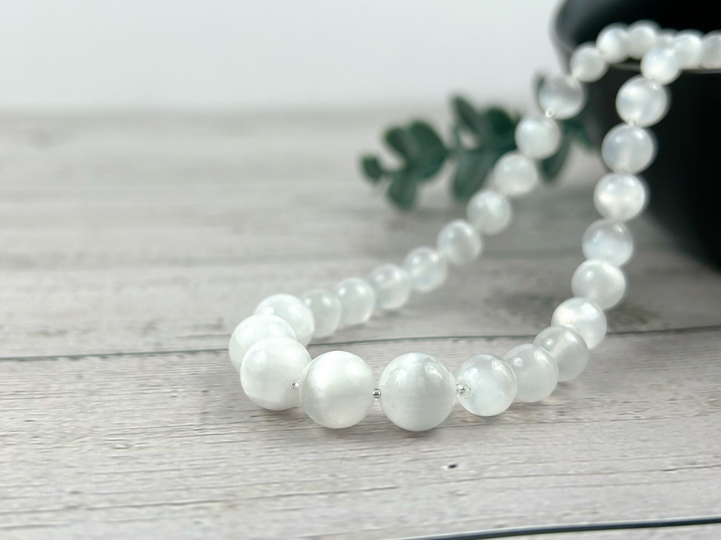 Selenite Necklace, White Beaded Necklace, Reiki Necklace, Positive Energy, Gemstones Jewelry, Healing Stone Yoga Necklace,