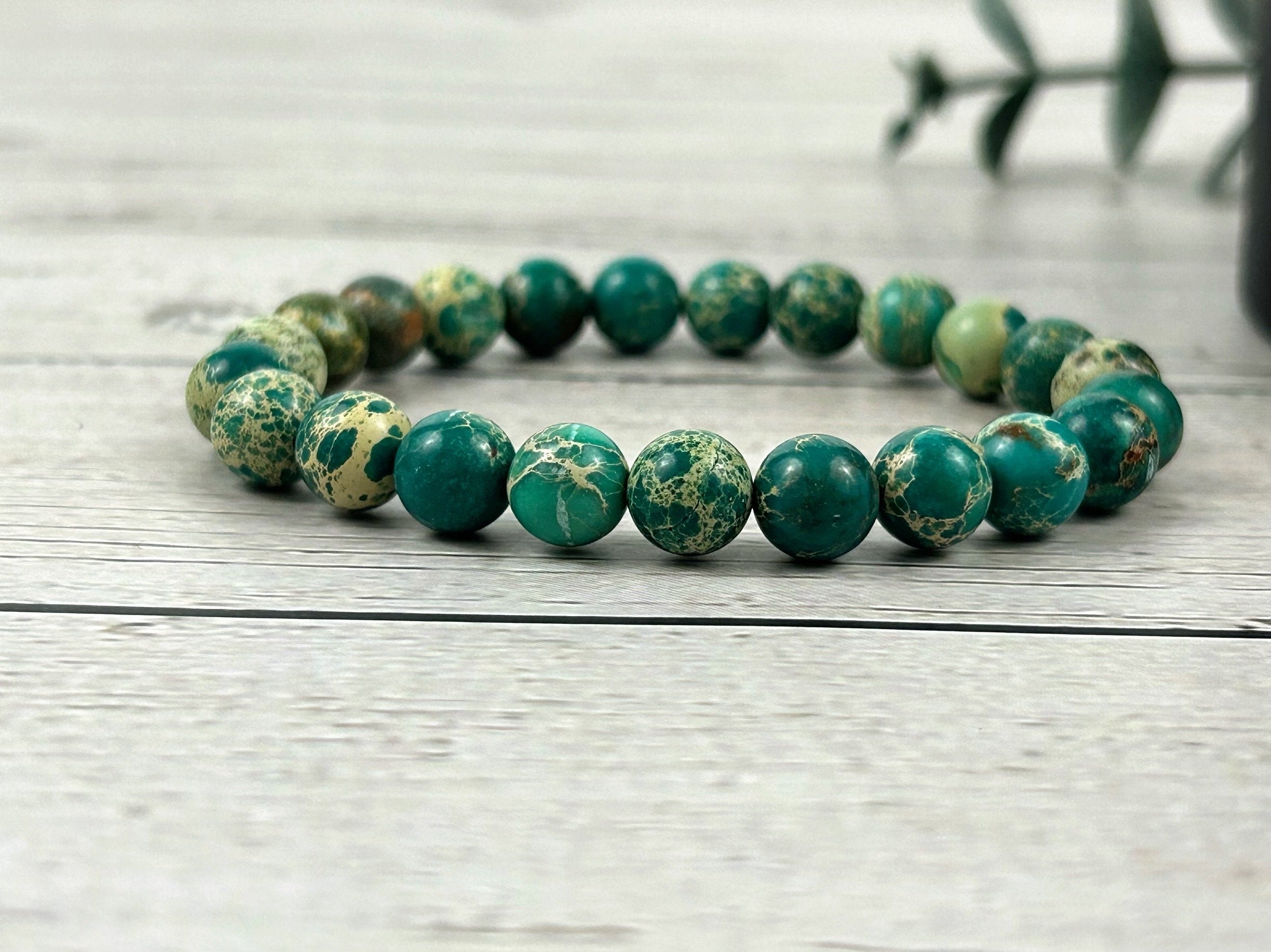 Teal Green Jasper Bracelet, Green Beaded Bracelet, Gemstone Bracelet, Birthday Gift for Her, Gift for Him