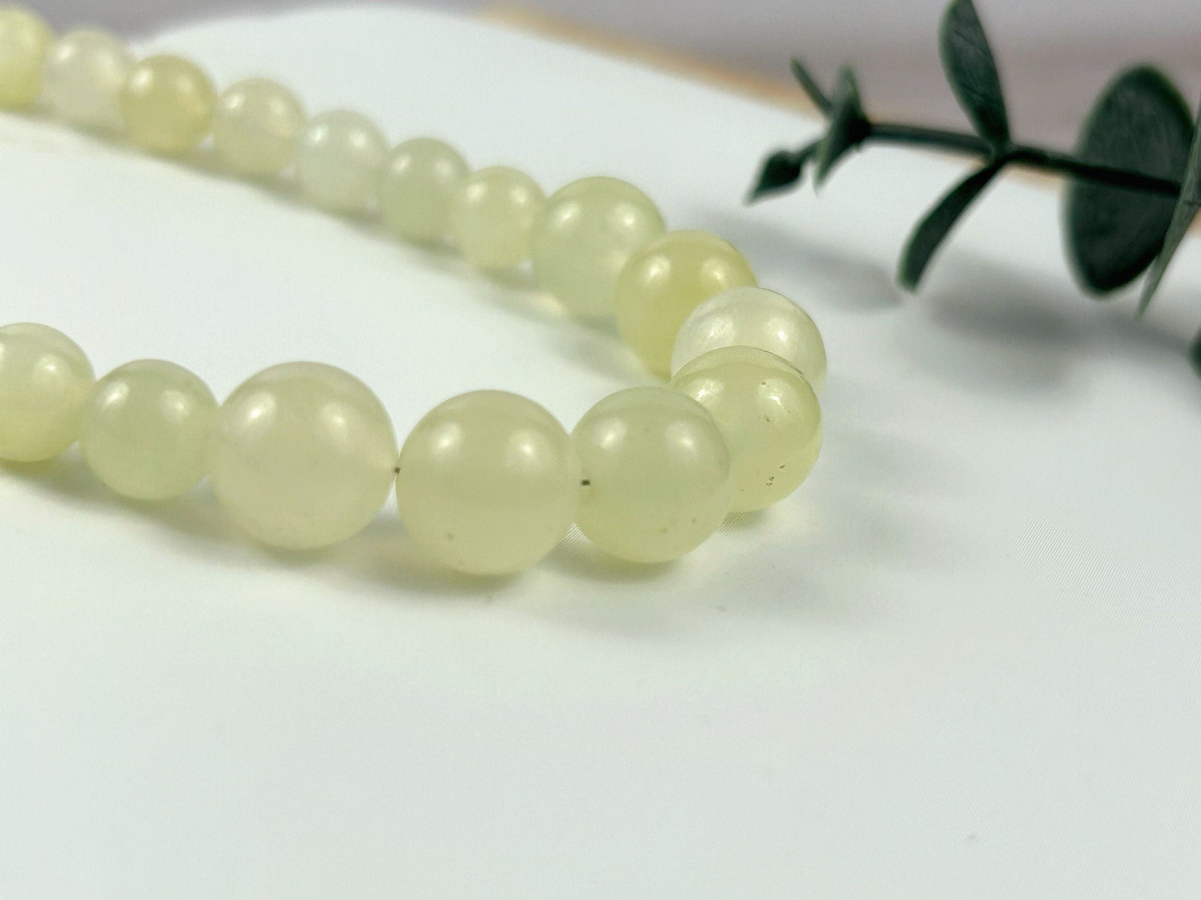 Jade Necklace, Bowenite Jade Beaded Necklace, Natural Stone Necklace, Gemstones Necklace, Abundance Necklace, Gift for Her,Handmade Necklace