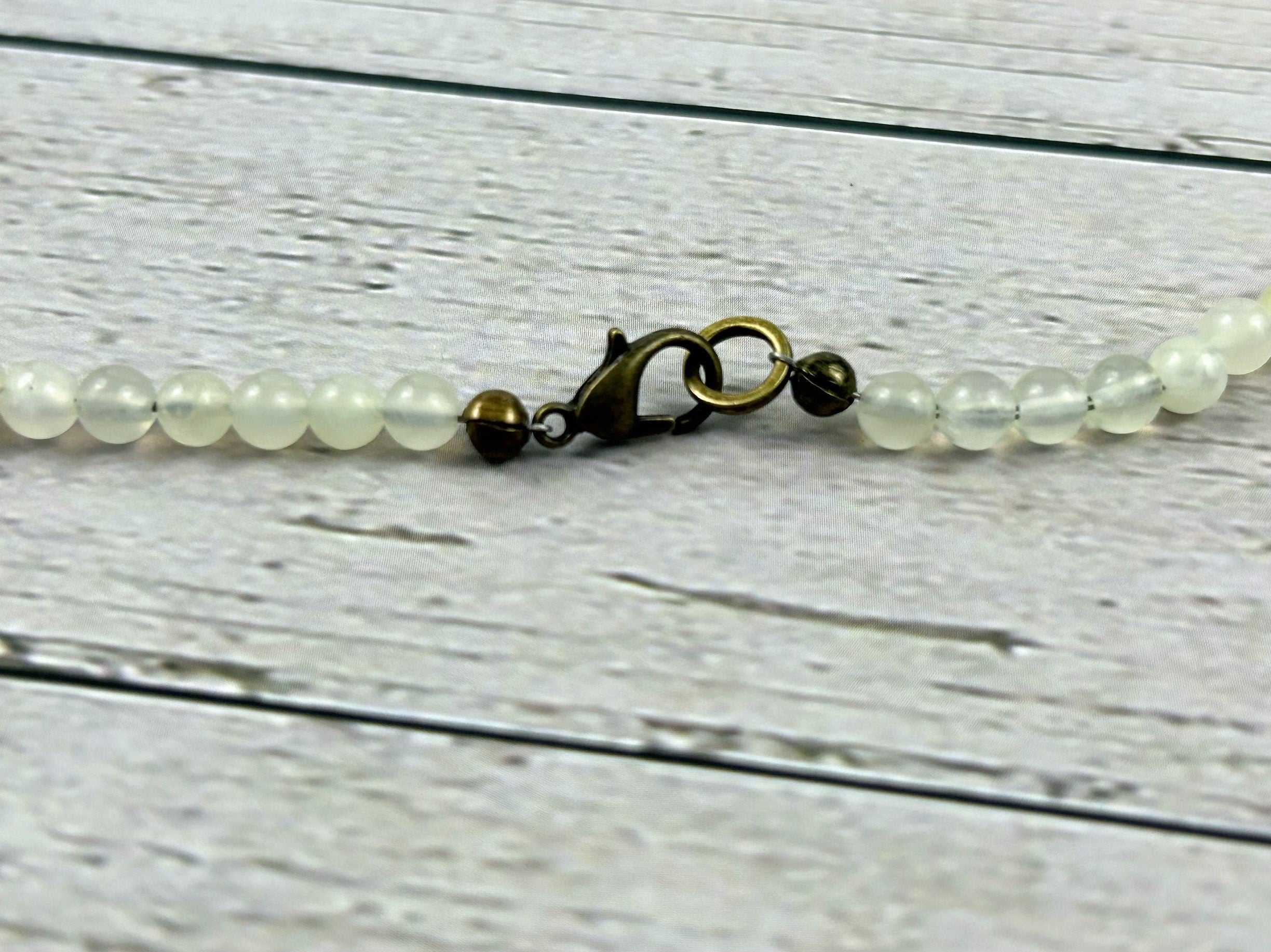 Jade Necklace, Bowenite Jade Beaded Necklace, Natural Stone Necklace, Gemstones Necklace, Abundance Necklace, Gift for Her,Handmade Necklace