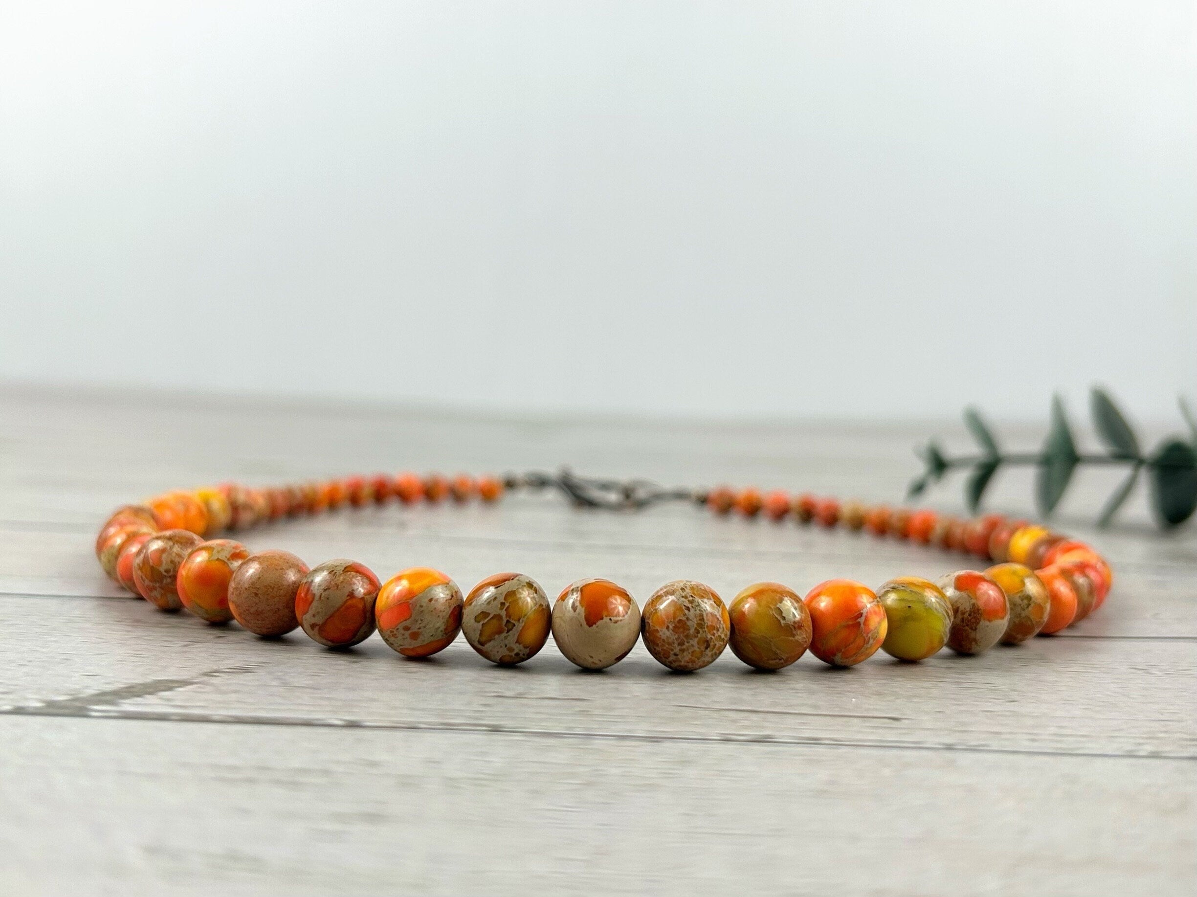 Orange Jasper Necklace, Beaded Necklace, Personalized Necklace, Yoga Gemstone, Handmade Jewelry, Natural Stones Jewelry, Healing Gemstone