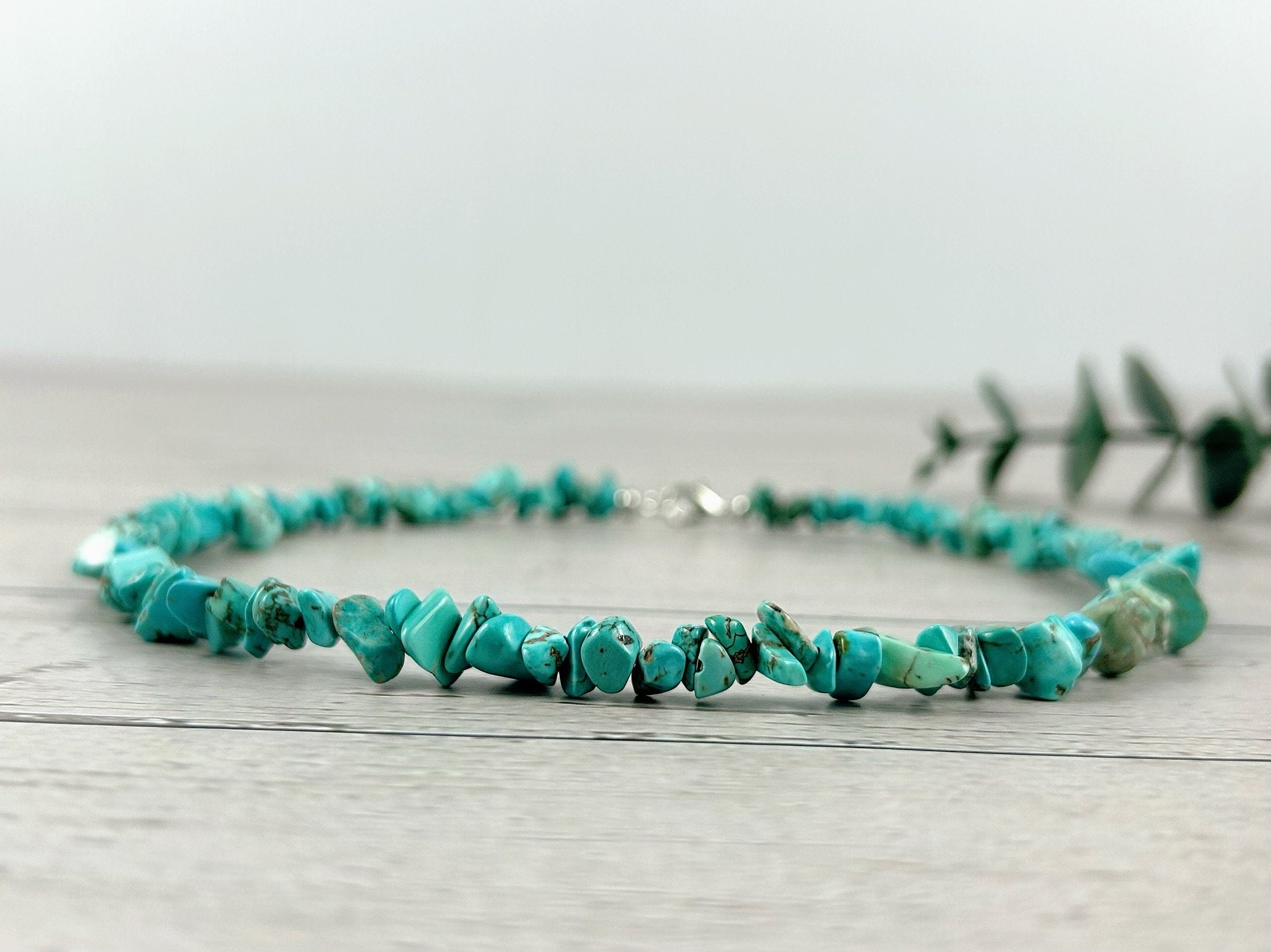 Turquoise Necklace, Beaded Choker, Turquoise Choker Necklace, Gemstone Chip Necklace, Boho Necklace, Layered Necklace, Feminine Jewelry