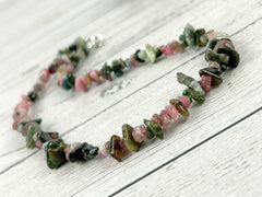 Tourmaline Necklace, Beaded Choker, Tourmaline Choker Necklace, Gemstone Chip Necklace, Boho Necklace, Handmade Jewelry, Feminine Jewelry