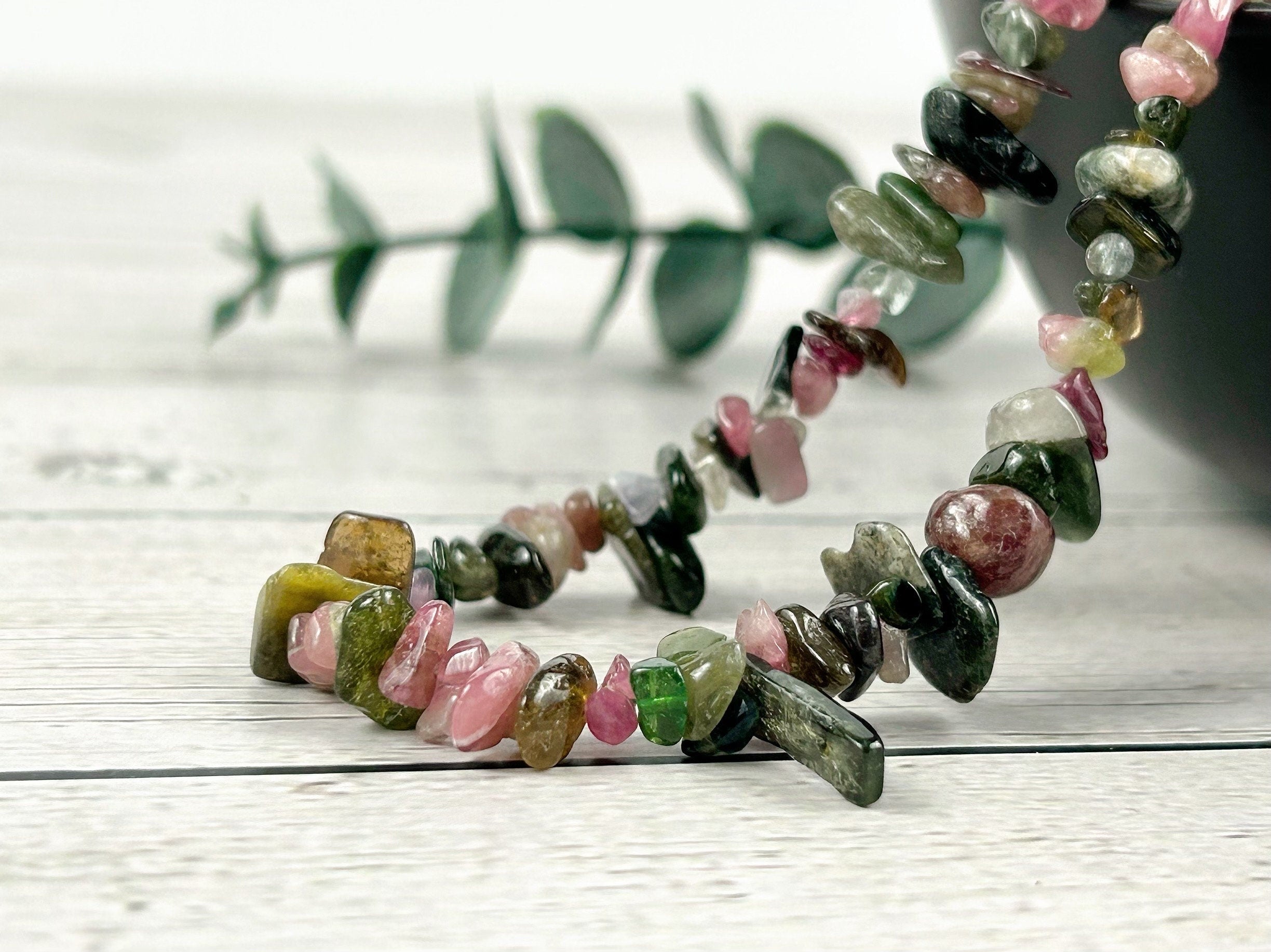 Tourmaline Necklace, Beaded Choker, Tourmaline Choker Necklace, Gemstone Chip Necklace, Boho Necklace, Handmade Jewelry, Feminine Jewelry