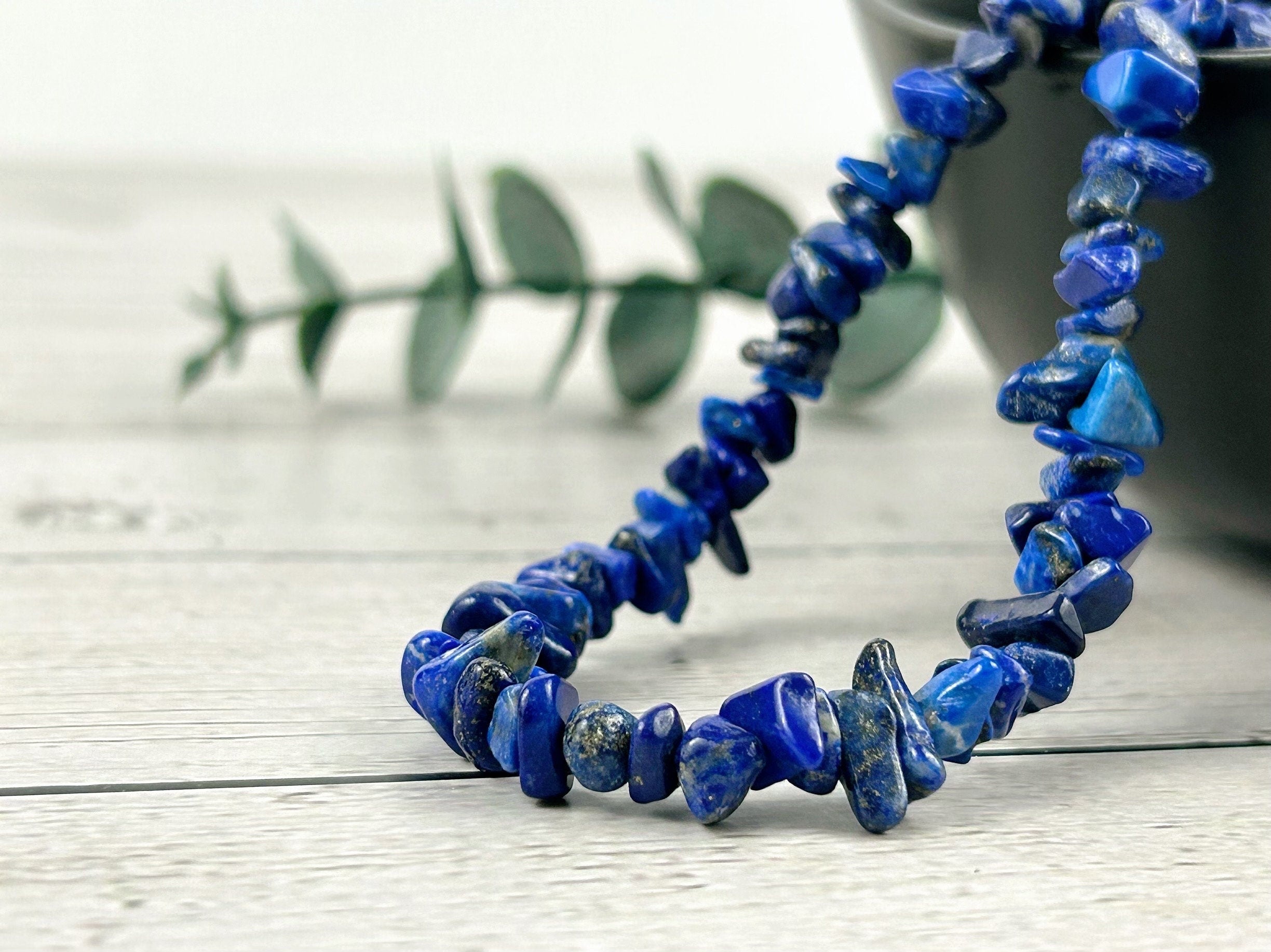 Lapis Lazuli Necklace, Blue Beaded Choker, Lapis Lazuli Choker Necklace, Gemstone Chip Necklace, Boho Necklace, Handmade Jewelry, Gift