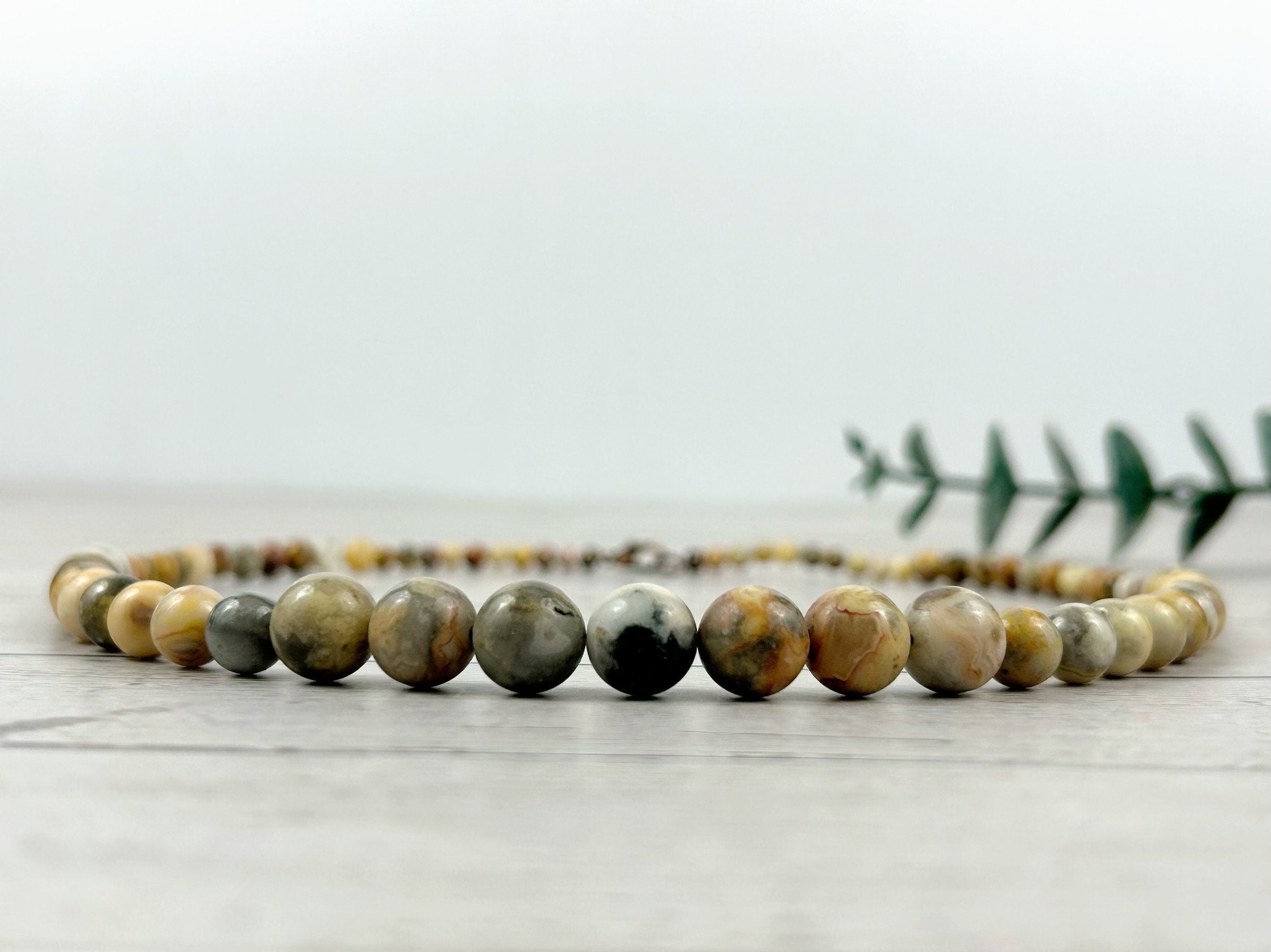 Beaded Necklace, Crazy Agate Necklace, Natural Stone Jewelry, Gift Her, Gemstone Necklace, Personalized Necklace, Healing Stones Necklace