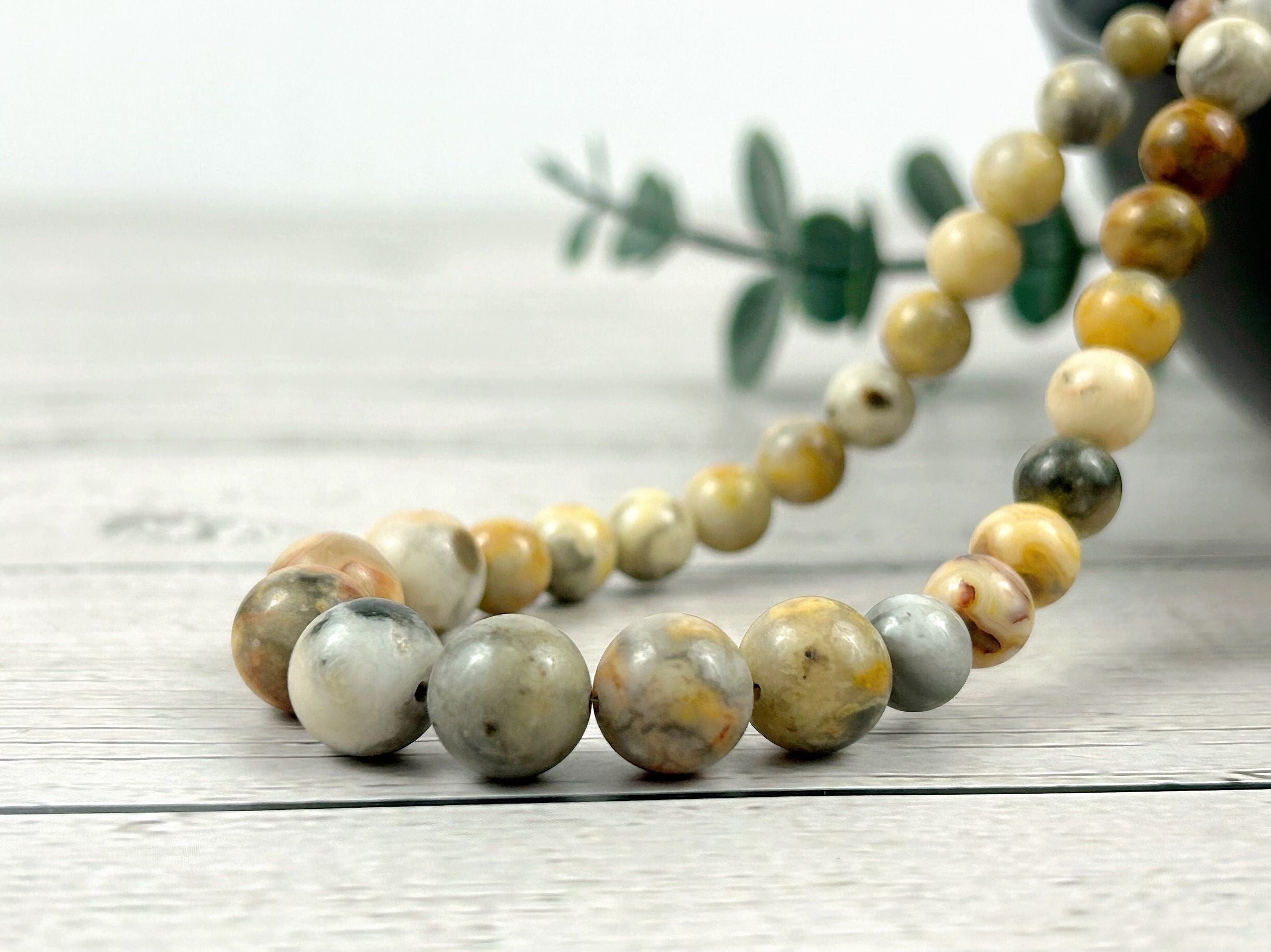 Beaded Necklace, Crazy Agate Necklace, Natural Stone Jewelry, Gift Her, Gemstone Necklace, Personalized Necklace, Healing Stones Necklace