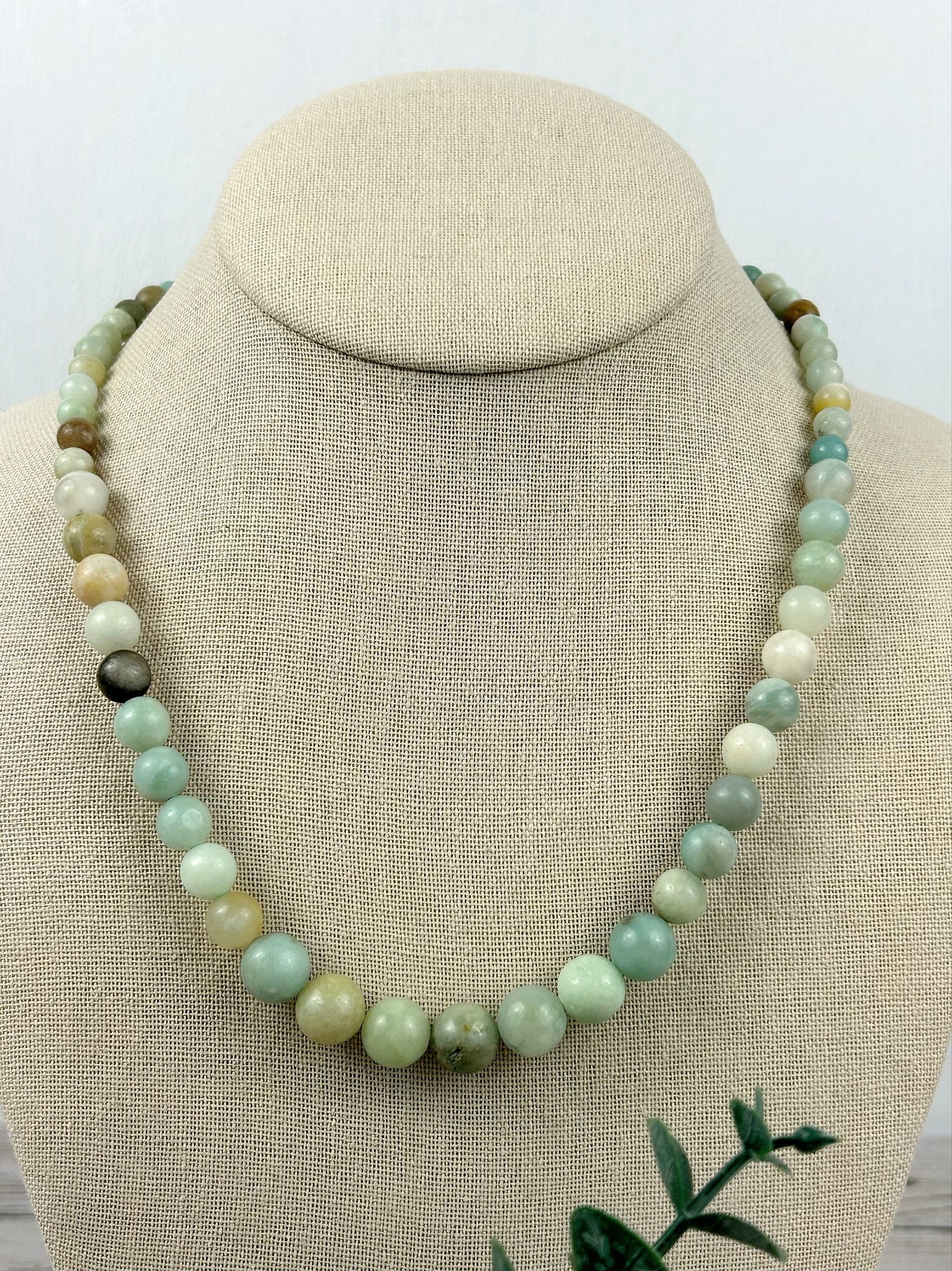 Amazonite Necklace, Beaded Necklace, Natural Stone Jewelry, Gift for Her, Gemstone Necklace, Personalized Necklace, Healing Stones Necklace