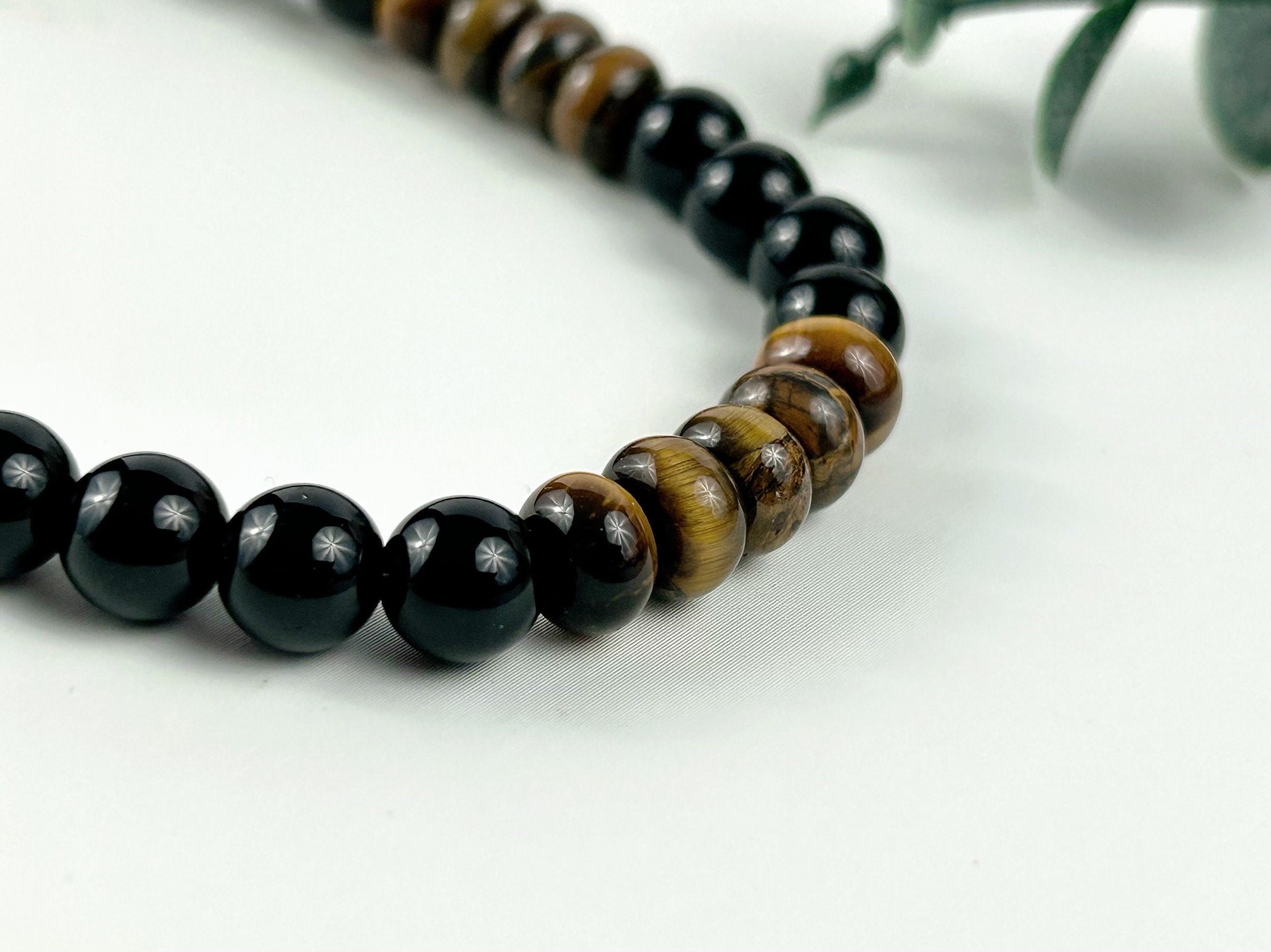 Protection Necklace, Tiger Eye, Black Onyx, Gemstone Necklace, Energy Necklace, Healing Necklace, Crystal Necklace,Gift for Her,Gift for Him