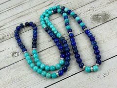 108 Mala Beads Necklace, Lapis Lazuli Japa Mala Necklace, Prayer Beads Necklace, 108 Mala Beads Bracelet, Turquoise Mala Meditation Necklace