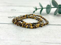 Tiger Eye Necklace, Beaded Choker, Brown Choker Necklace, Boho Necklace, Layered Necklace, Feminine Jewelry, Spiritual Jewelry