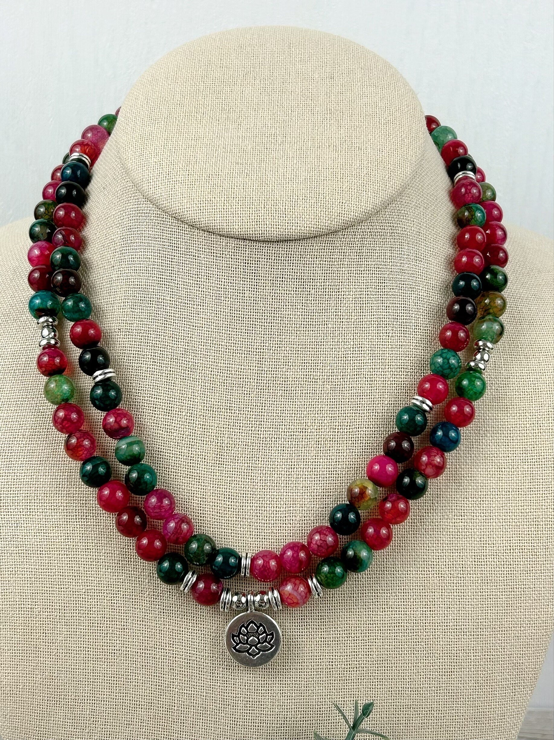 Japa Mala, 108 Mala Beads Necklace, Tourmaline Mala Necklace, Prayer Beads Necklace, Mala Beads Bracelet, Meditation Necklace, Handmade