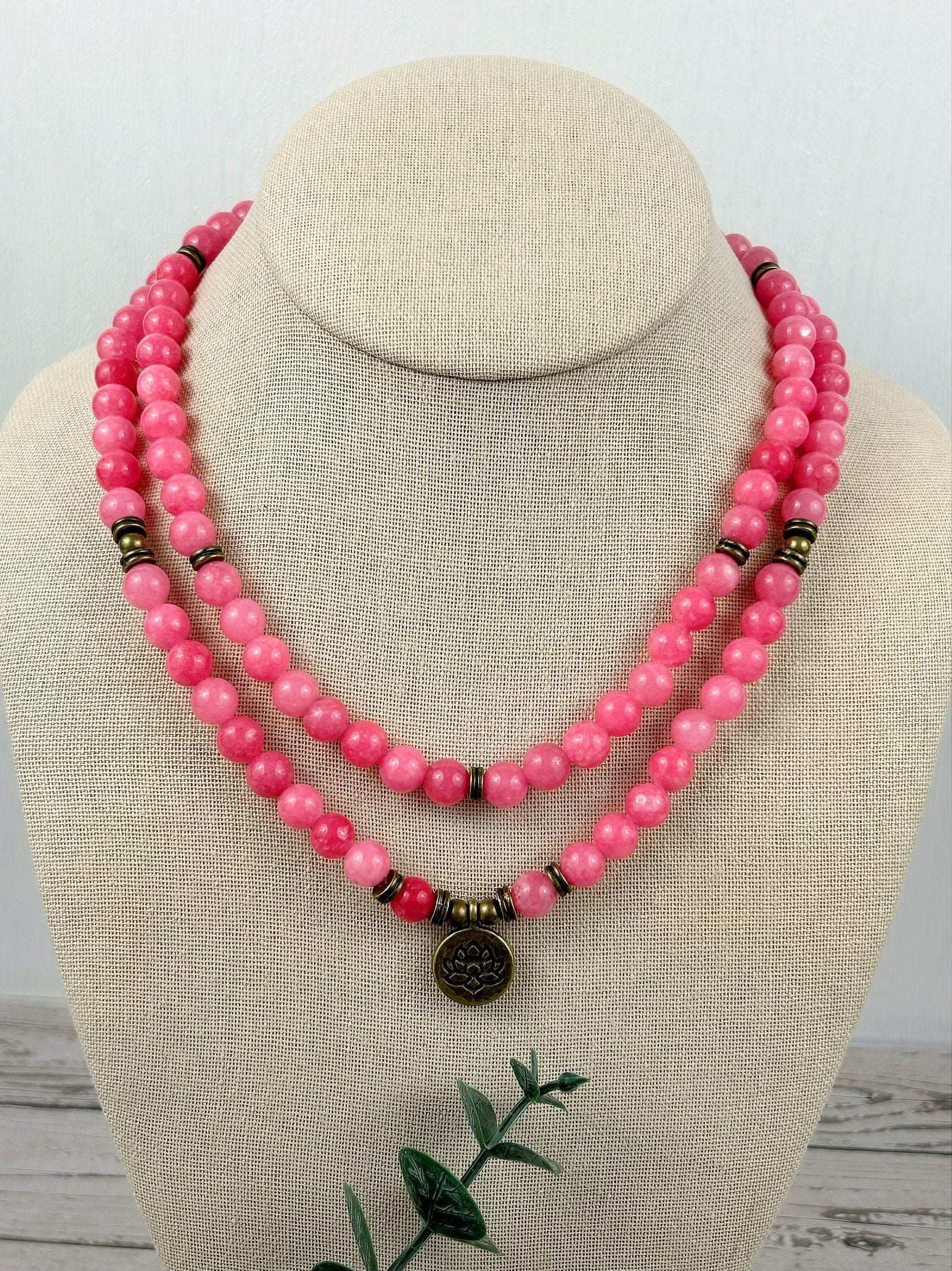 Japa Mala, 108 Mala Beads Necklace, Pink Chalcedony Mala Necklace, Prayer Beads Necklace, Mala Beads Bracelet, Meditation Necklace, Handmade