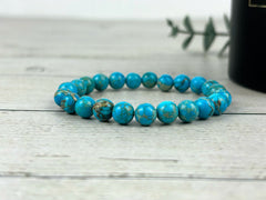 Turquoise Jasper Bracelet, Turquoise Beaded Bracelet, Turquoise Imperial Jasper, Personalized Bracelet, Handmade Jewelry, Gift for Her