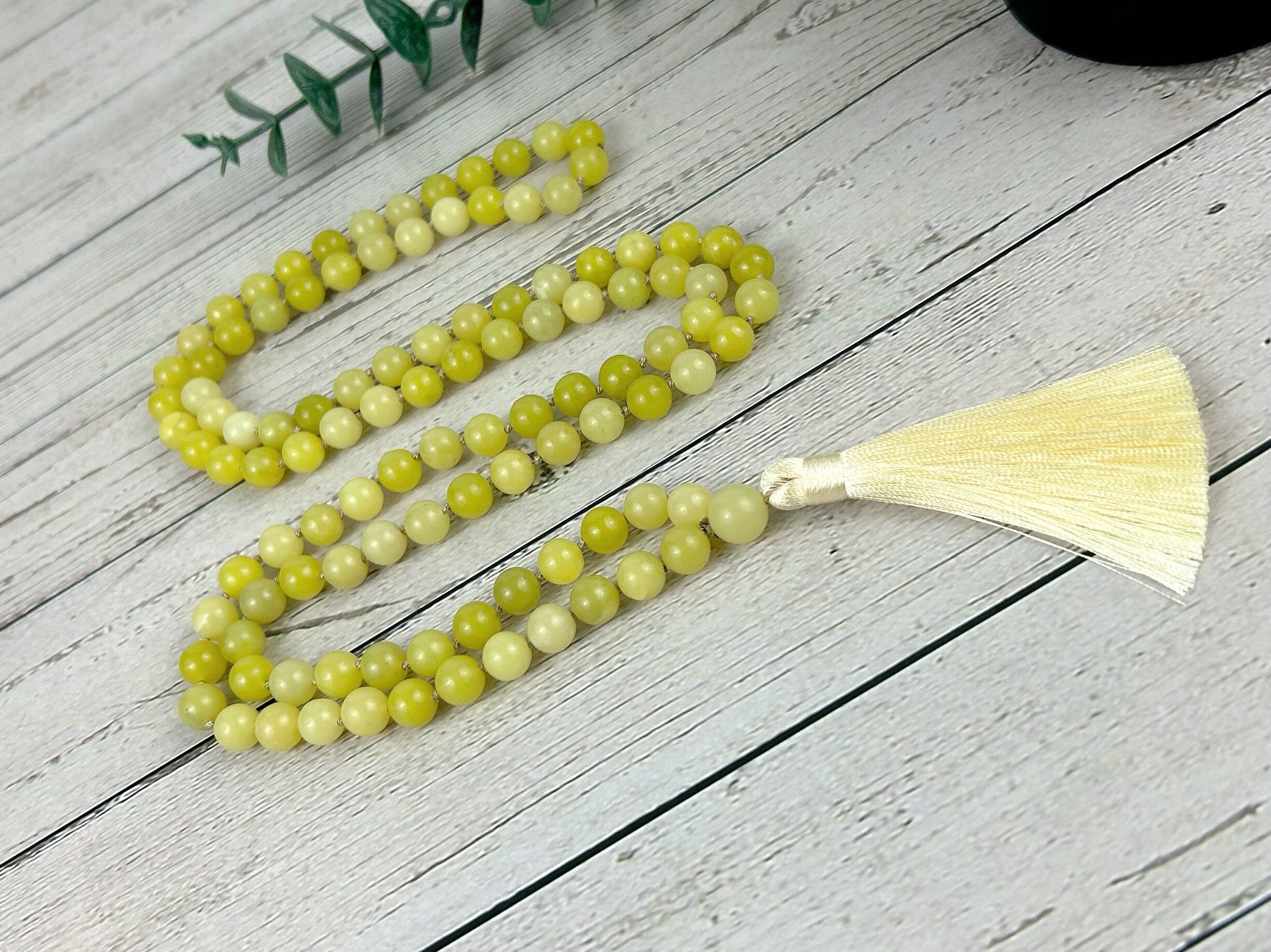 108 Mala Necklace, Jade Necklace, Japa Mala, Prayer Beads Necklace, Hand Knotted Mala, Meditation Necklace, Handmade Jewelry