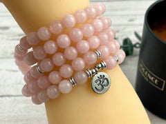 108 Mala Necklace, Prayer Beads,Rose Quartz Japa Mala, Meditation Necklace, Handmade Jewelry