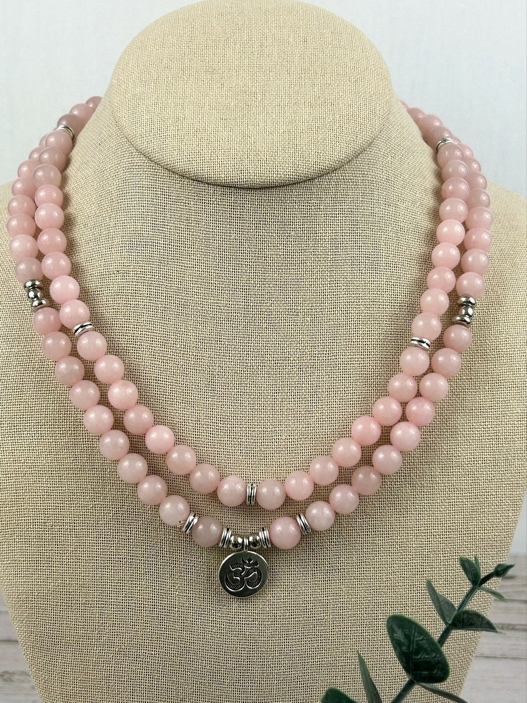 108 Mala Necklace, Prayer Beads,Rose Quartz Japa Mala, Meditation Necklace, Handmade Jewelry
