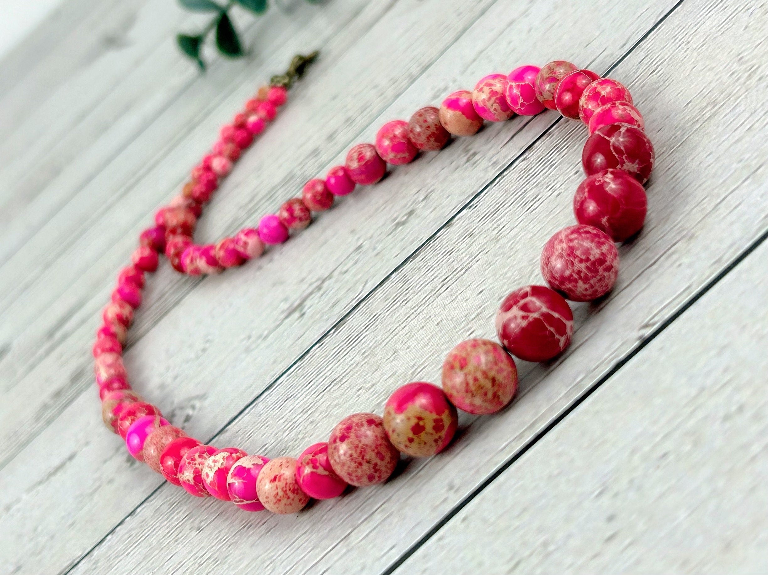 Imperial Jasper Necklace, Pink Jasper Necklace, Natural Stone Necklace, Gift her, Healing Stones, Personalized Necklace, Gemstones Jewelry