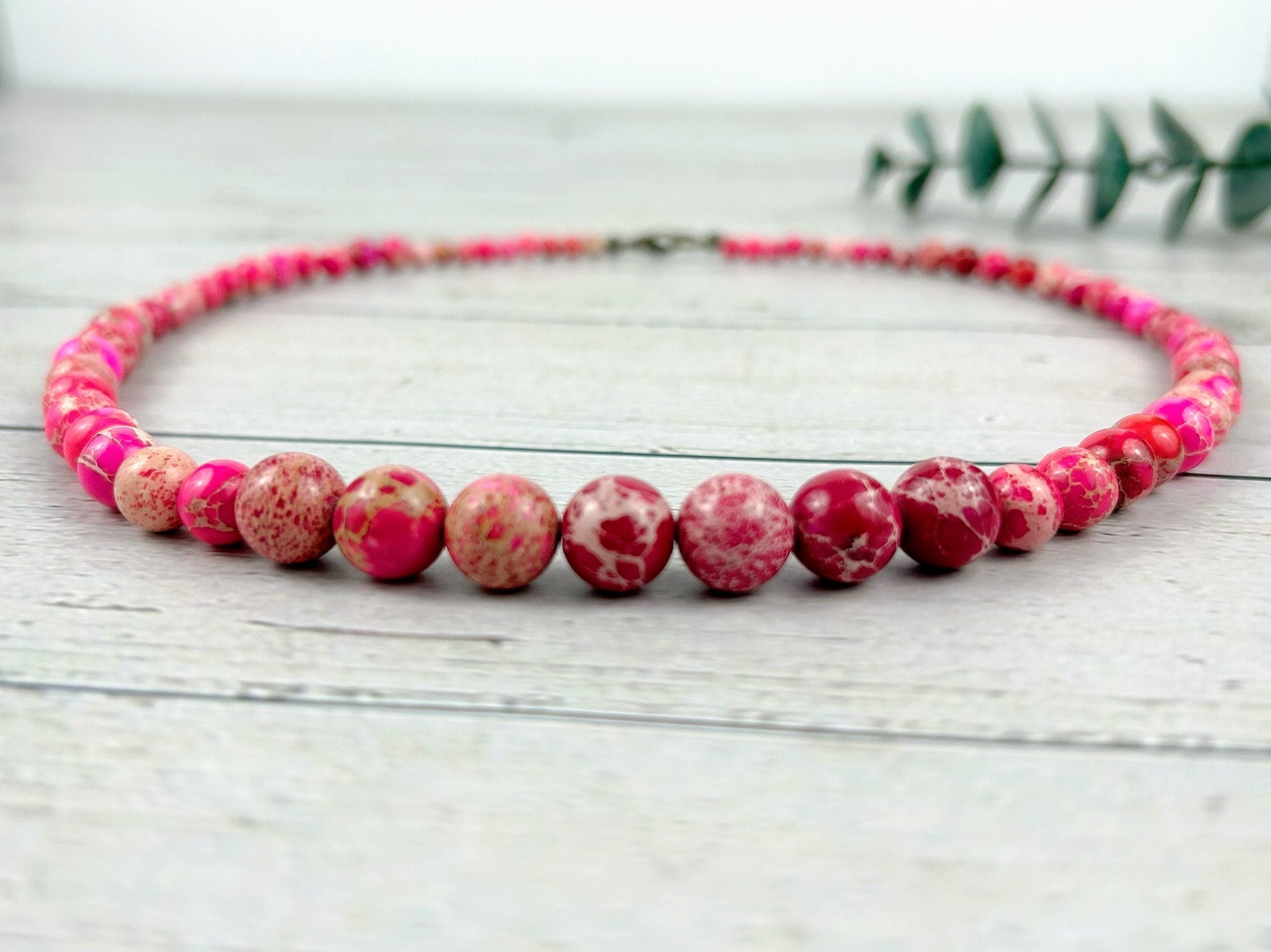 Imperial Jasper Necklace, Pink Jasper Necklace, Natural Stone Necklace, Gift her, Healing Stones, Personalized Necklace, Gemstones Jewelry