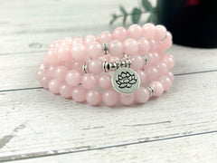 Rose Quartz Mala Necklace, 108 Mala Necklace, Prayer Beads, Japa Mala, 108 Mala Beads Bracelet, Meditation Necklace, Handmade Jewelry