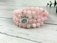 Rose Quartz Mala Necklace, 108 Mala Necklace, Prayer Beads, Japa Mala, 108 Mala Beads Bracelet, Meditation Necklace, Handmade Jewelry