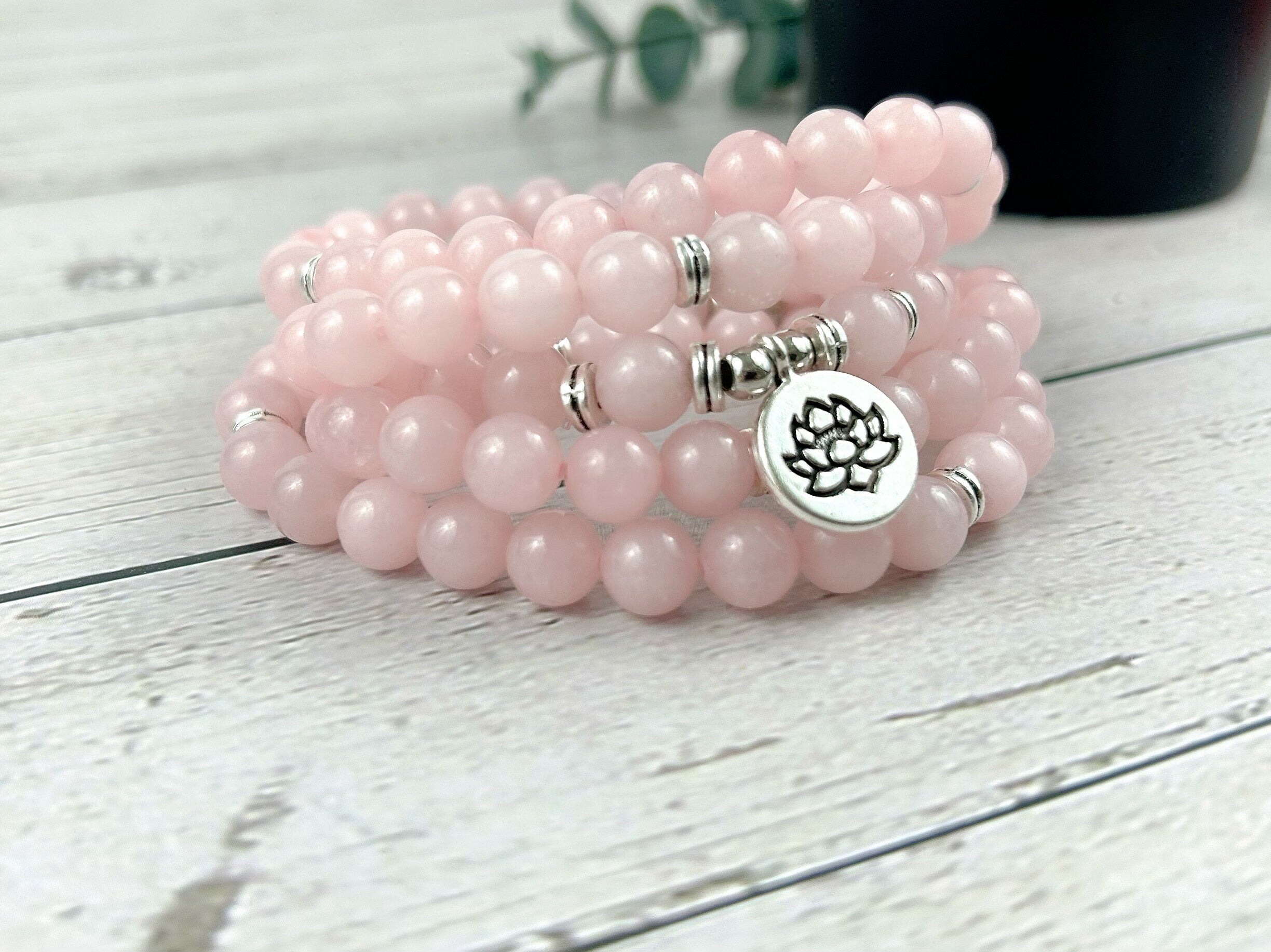 Rose Quartz Mala Necklace, 108 Mala Necklace, Prayer Beads, Japa Mala, 108 Mala Beads Bracelet, Meditation Necklace, Handmade Jewelry