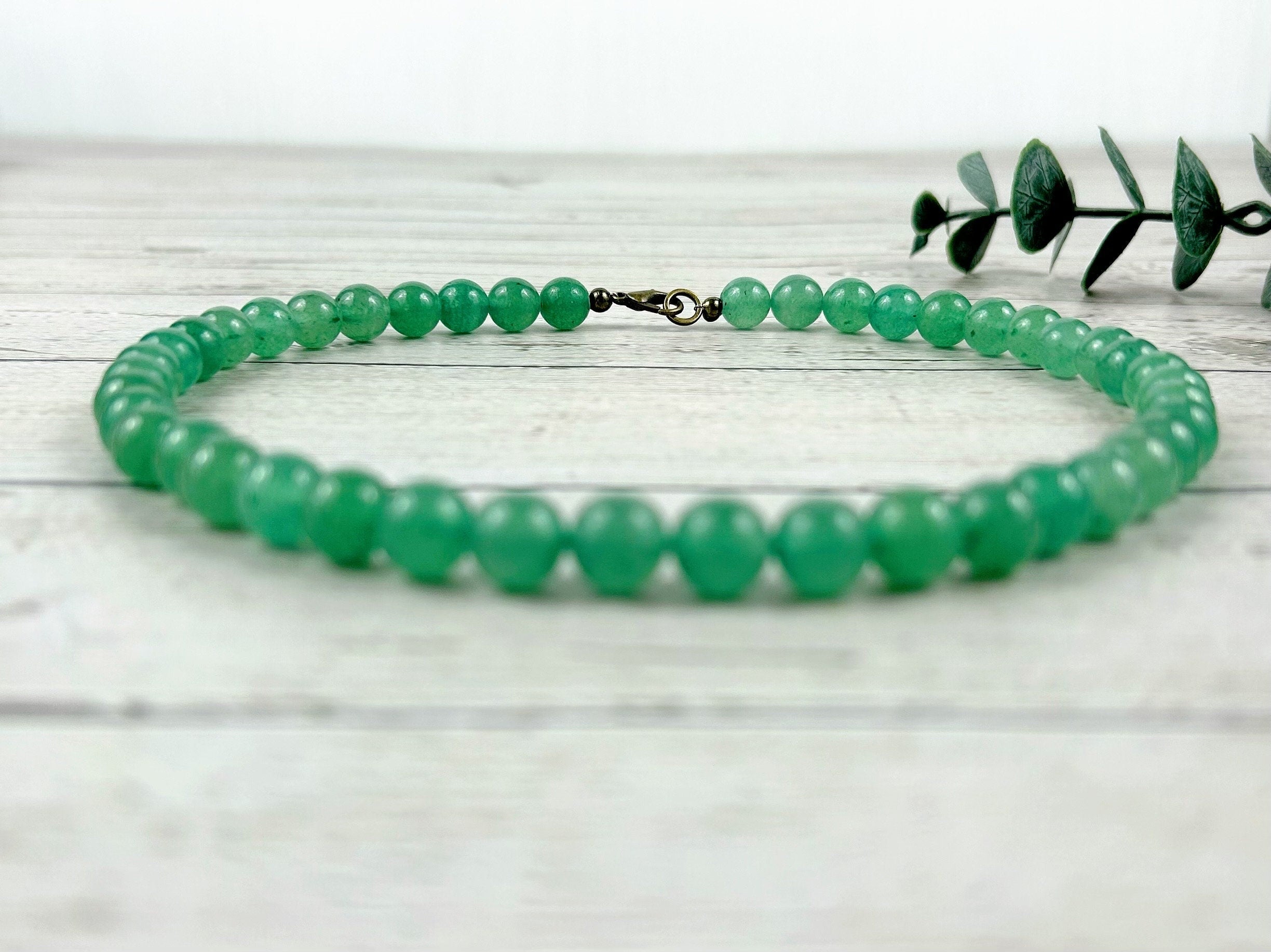 Green Aventurine Necklace, Green Beaded Necklace, Energy Necklace, Natural Stone Necklace, Gemstone Necklace, Gift for Her, Handmade Jewelry