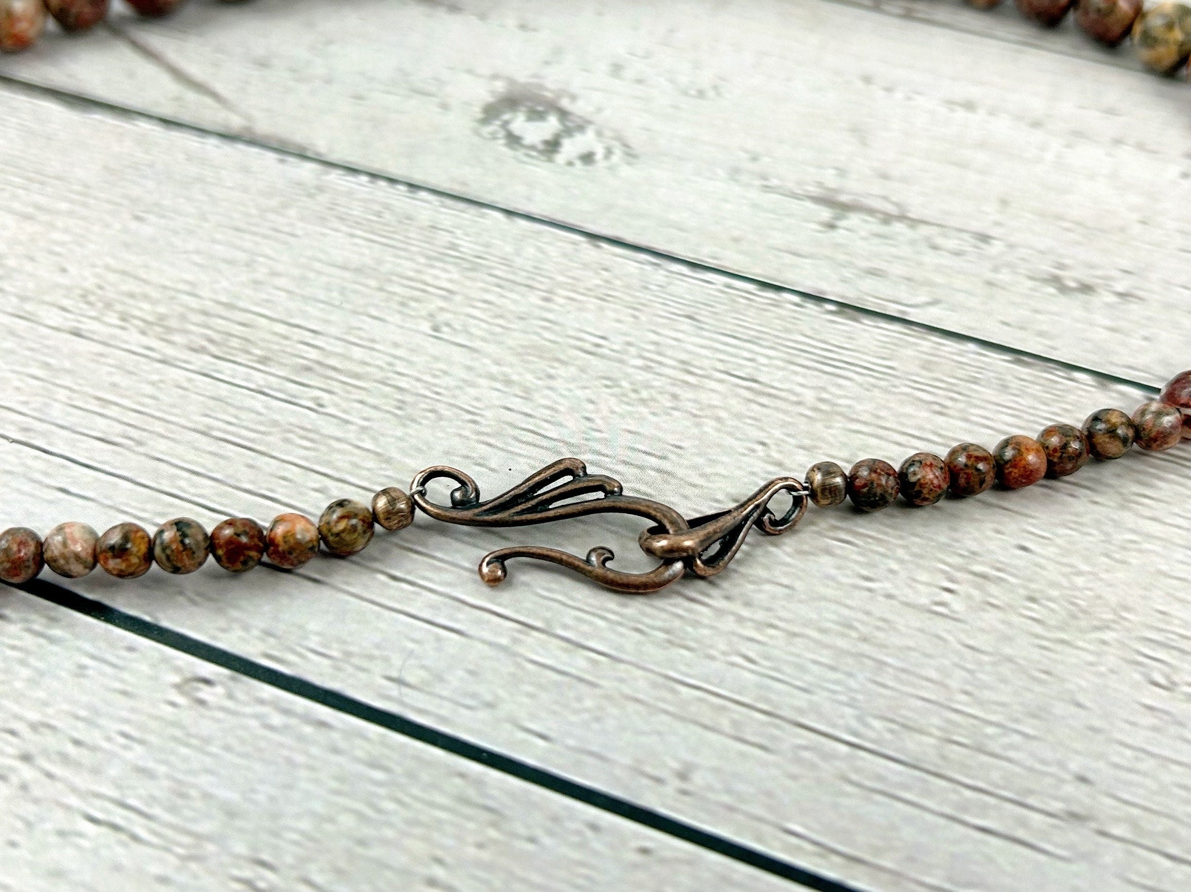 Leopard Skin Jasper Necklace, Brown Necklace, Natural Stone Necklace, Gift for her, Healing Stones, Balancing Necklace, Gemstones Jewelry