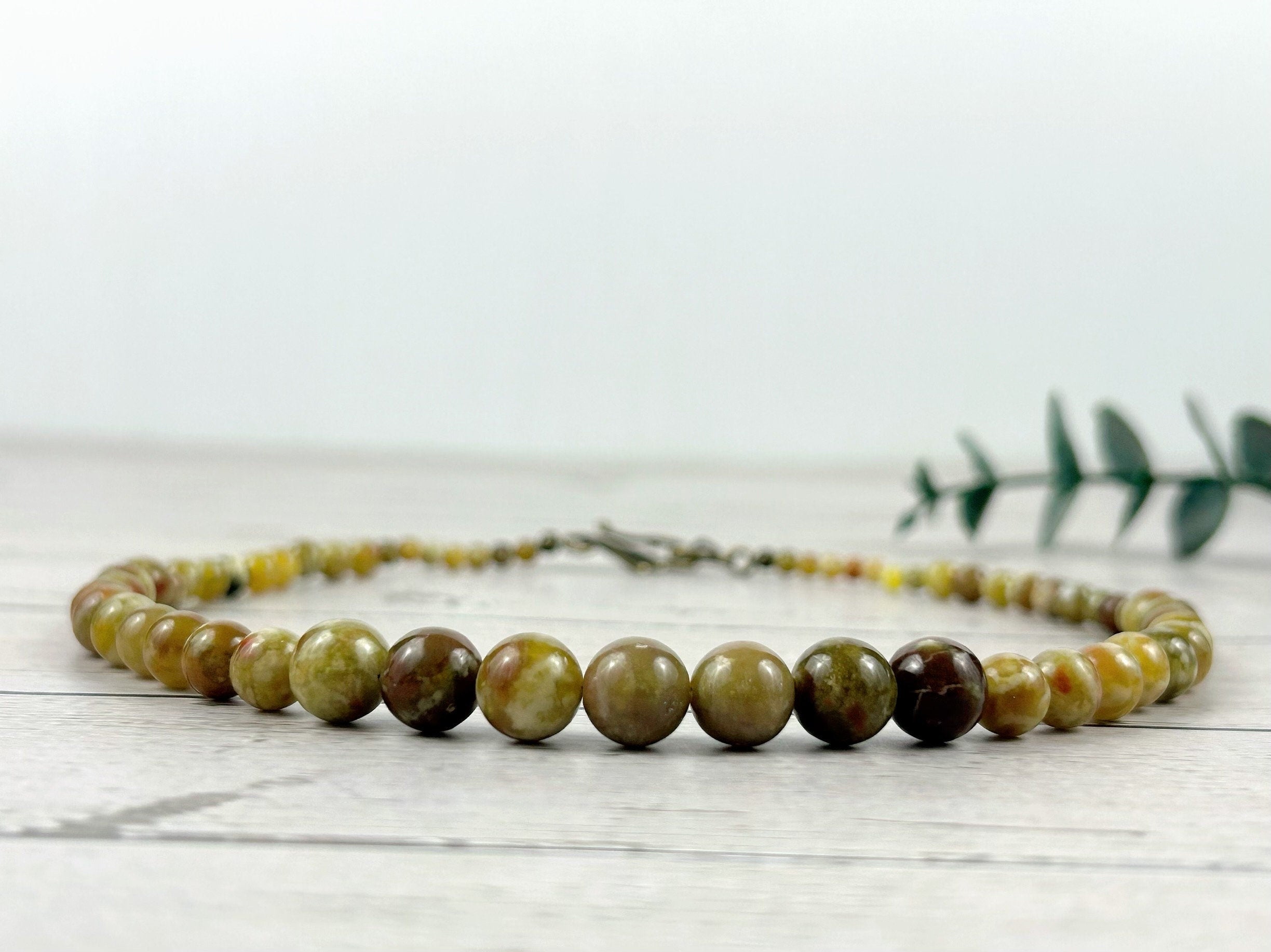 Green Beaded Necklace, Green Serpentine Necklace, Balancing Necklace, Personalized Necklace, Women Necklace, Handmade Necklace, Gift For Her