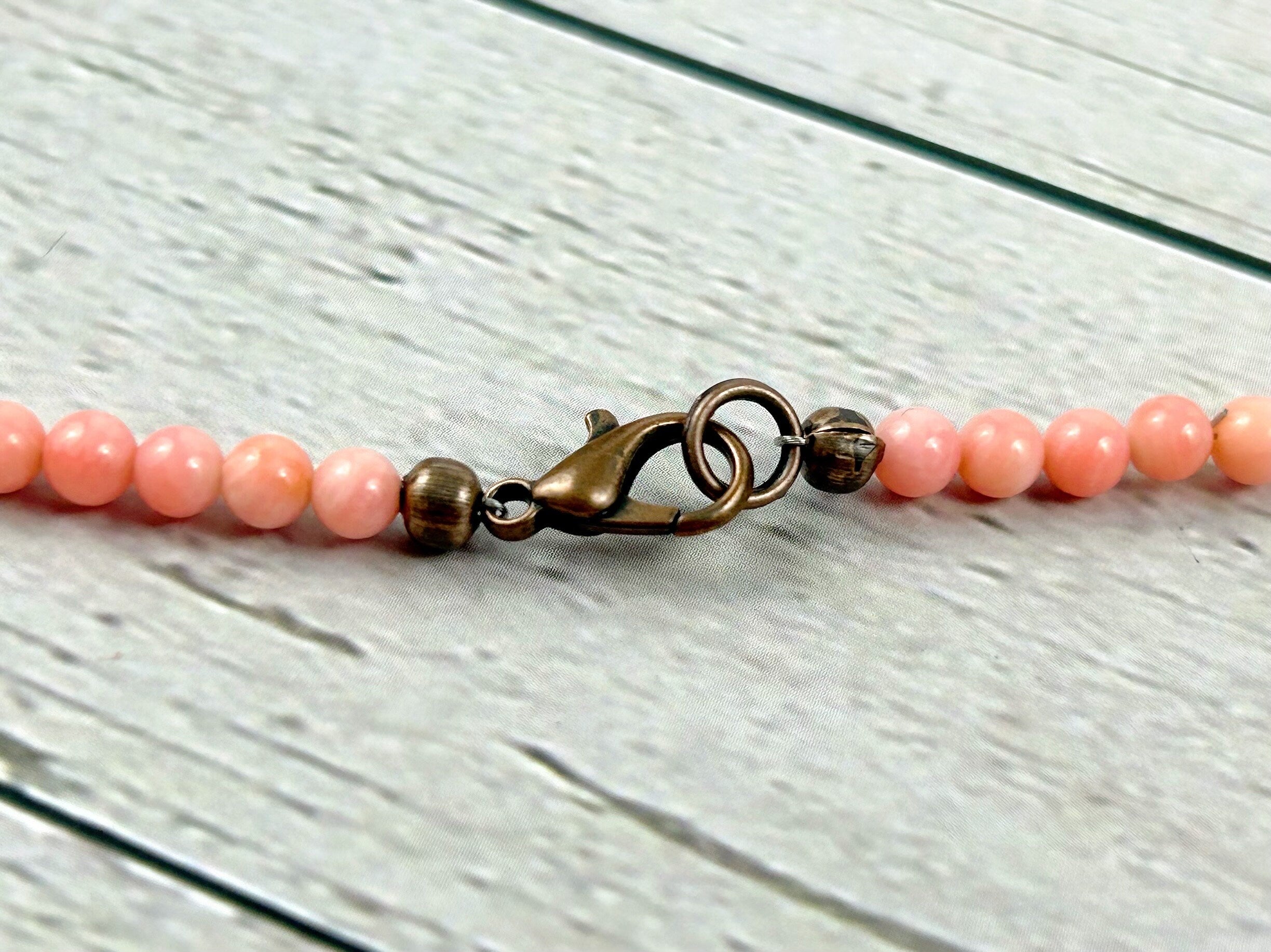 Pink Coral Necklace, Beaded Necklace, Gemstones Jewelry, Healing Stone Yoga Necklace, Protection Necklace, Birthday Gift