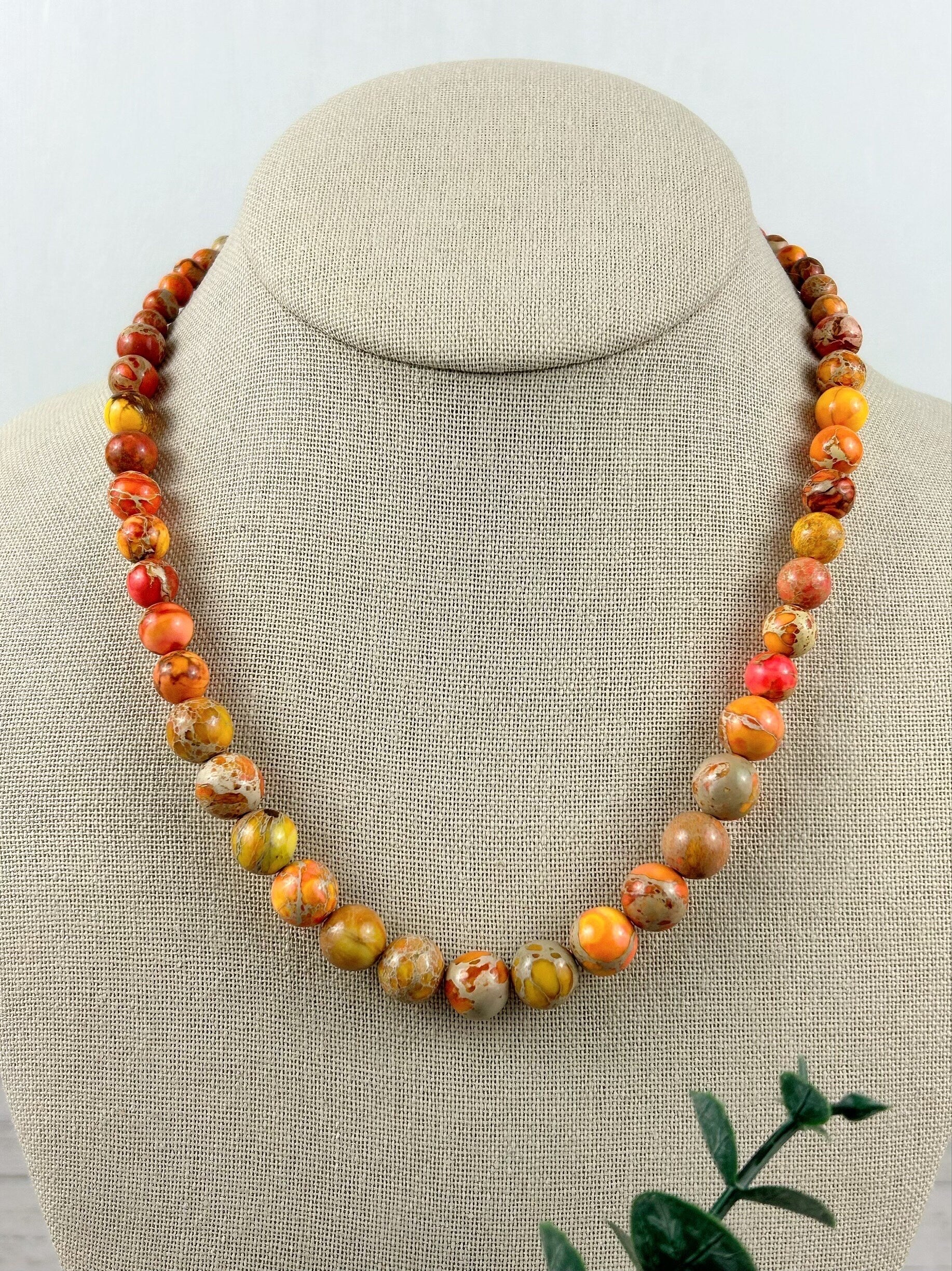 Orange Jasper Necklace, Beaded Necklace, Personalized Necklace, Yoga Gemstone, Handmade Jewelry, Natural Stones Jewelry, Healing Gemstone
