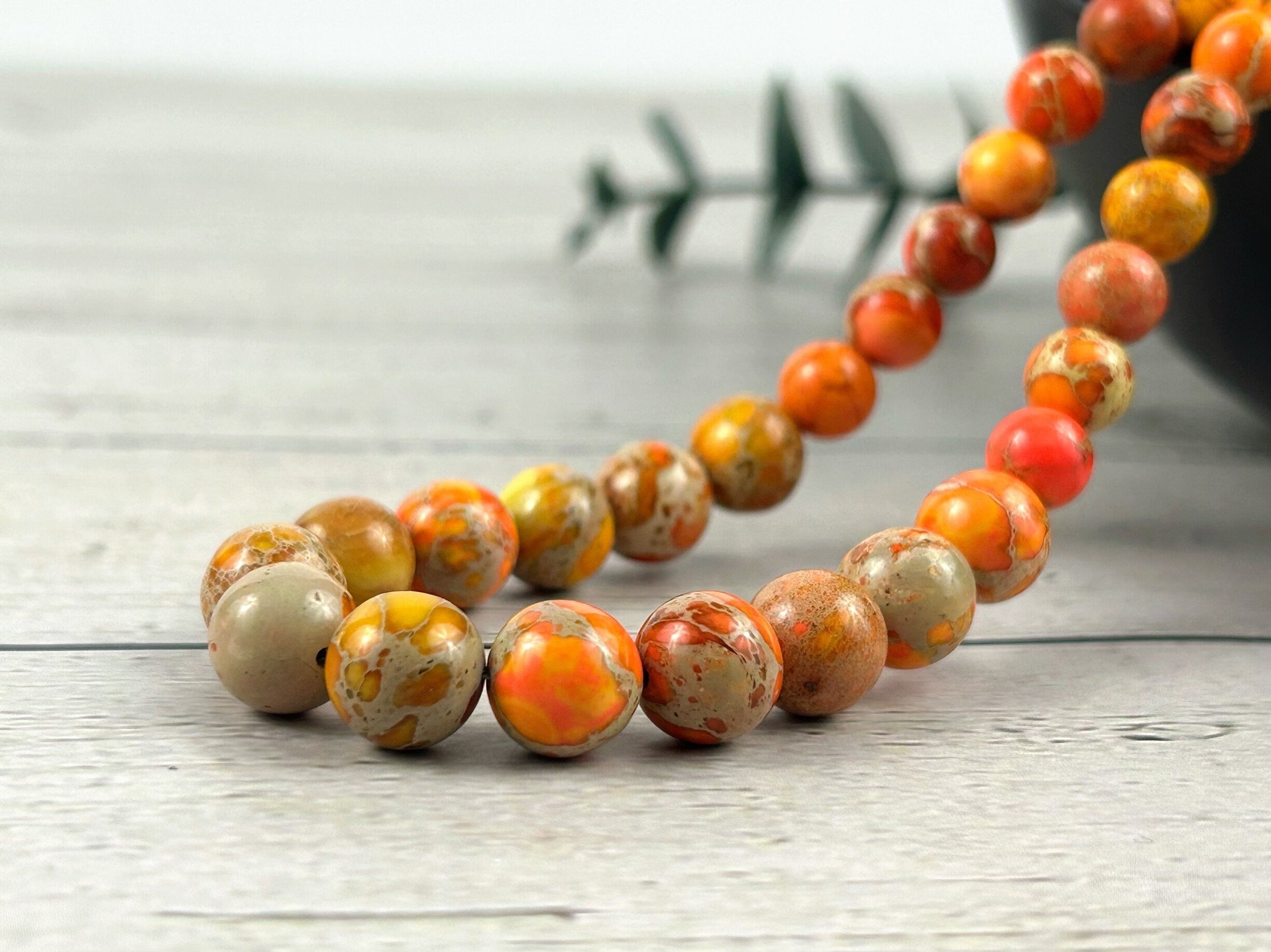 Orange Jasper Necklace, Beaded Necklace, Personalized Necklace, Yoga Gemstone, Handmade Jewelry, Natural Stones Jewelry, Healing Gemstone