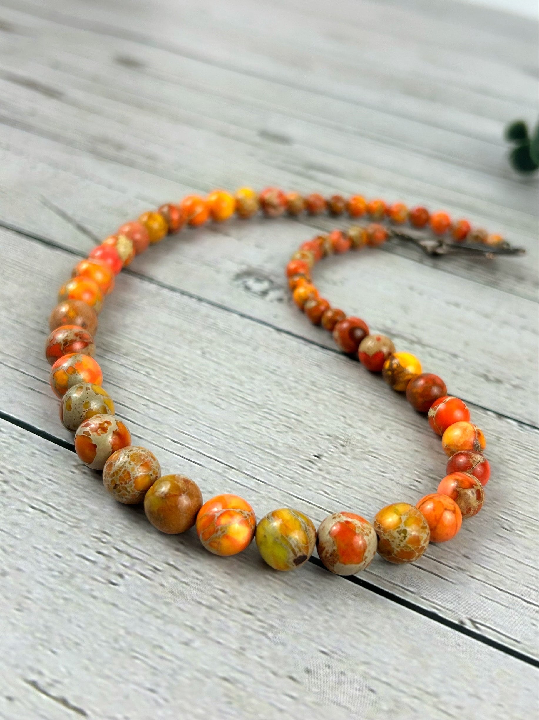 Orange Jasper Necklace, Beaded Necklace, Personalized Necklace, Yoga Gemstone, Handmade Jewelry, Natural Stones Jewelry, Healing Gemstone
