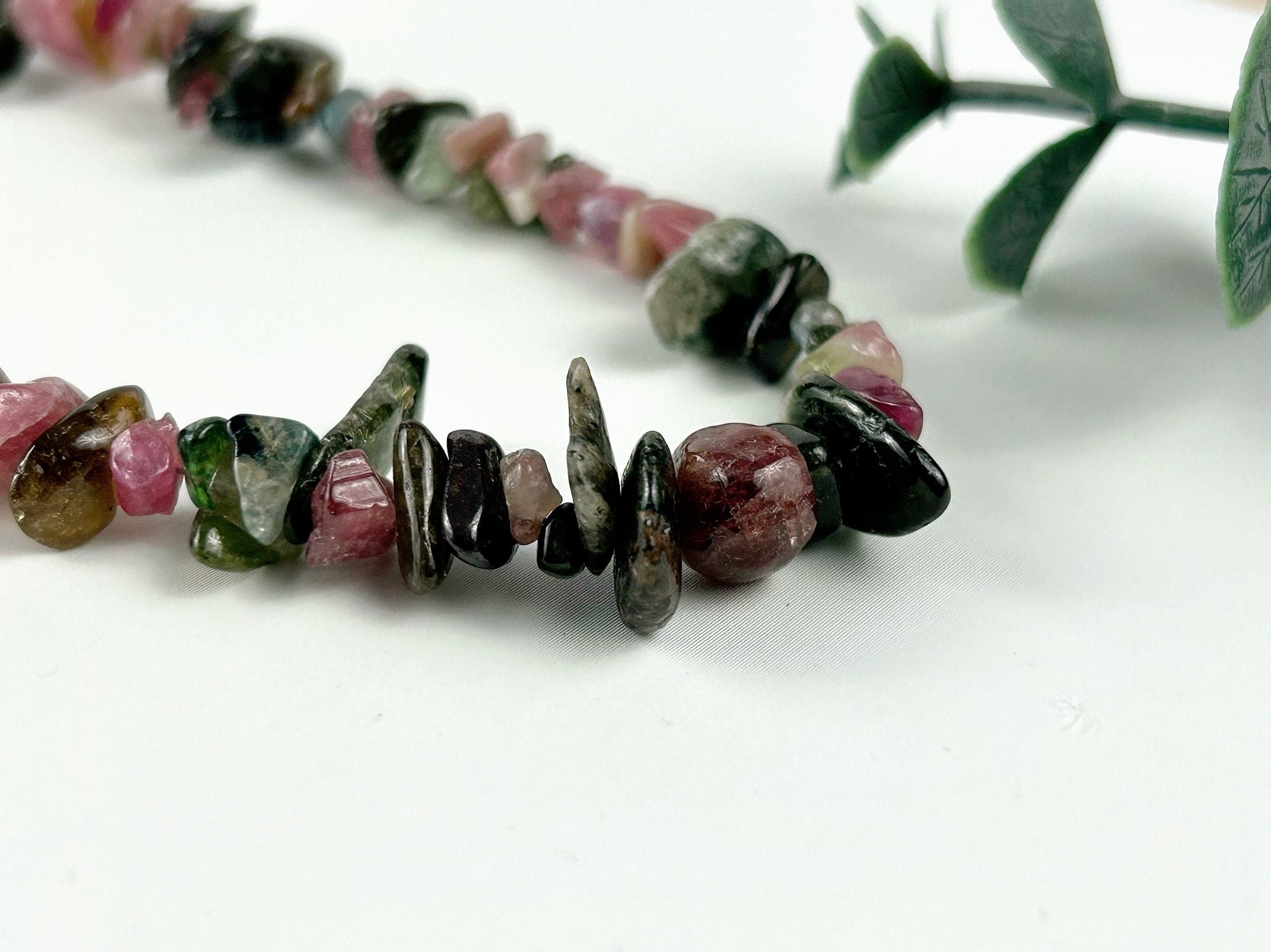 Tourmaline Necklace, Beaded Choker, Tourmaline Choker Necklace, Gemstone Chip Necklace, Boho Necklace, Handmade Jewelry, Feminine Jewelry