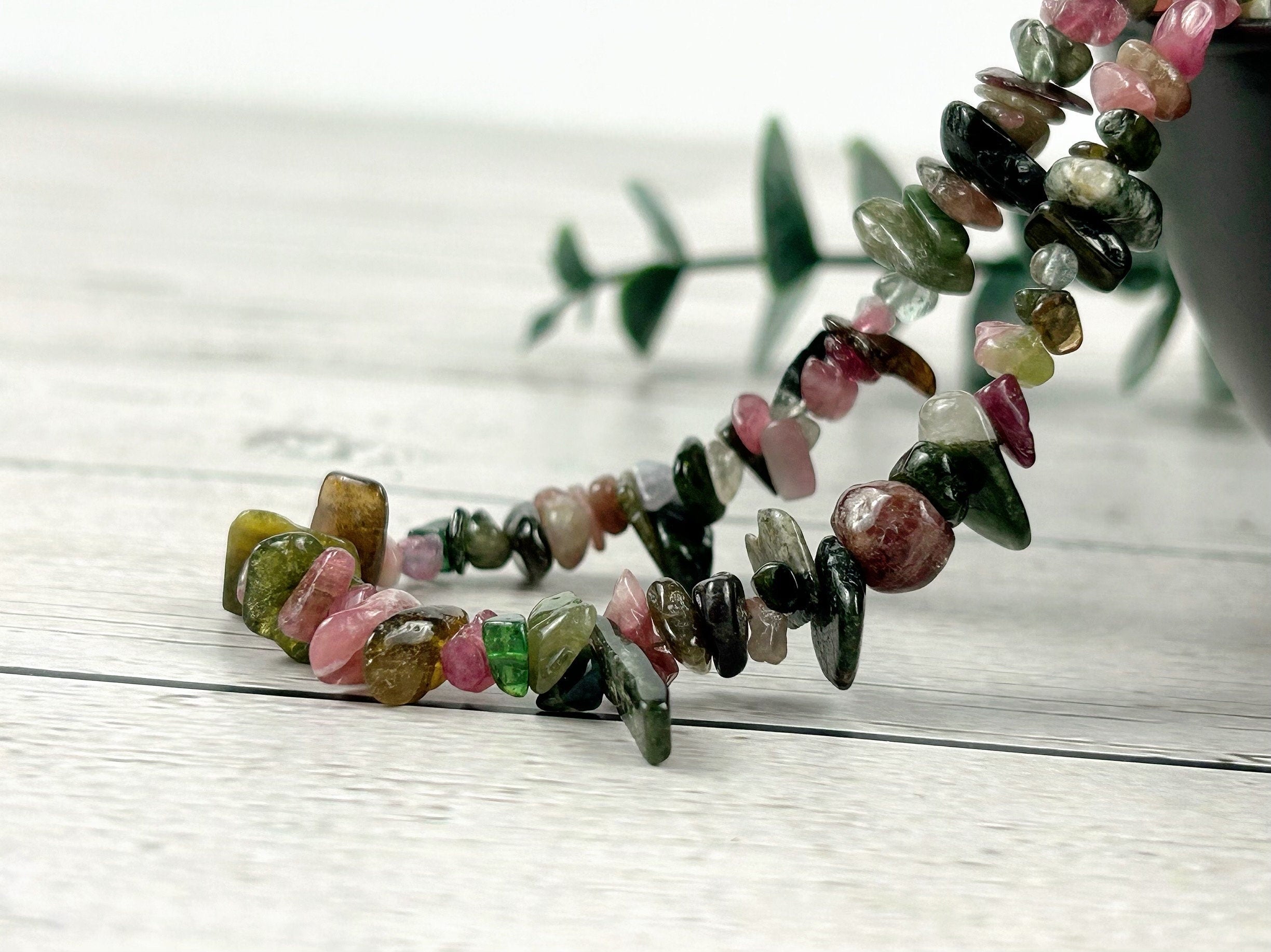 Tourmaline Necklace, Beaded Choker, Tourmaline Choker Necklace, Gemstone Chip Necklace, Boho Necklace, Handmade Jewelry, Feminine Jewelry